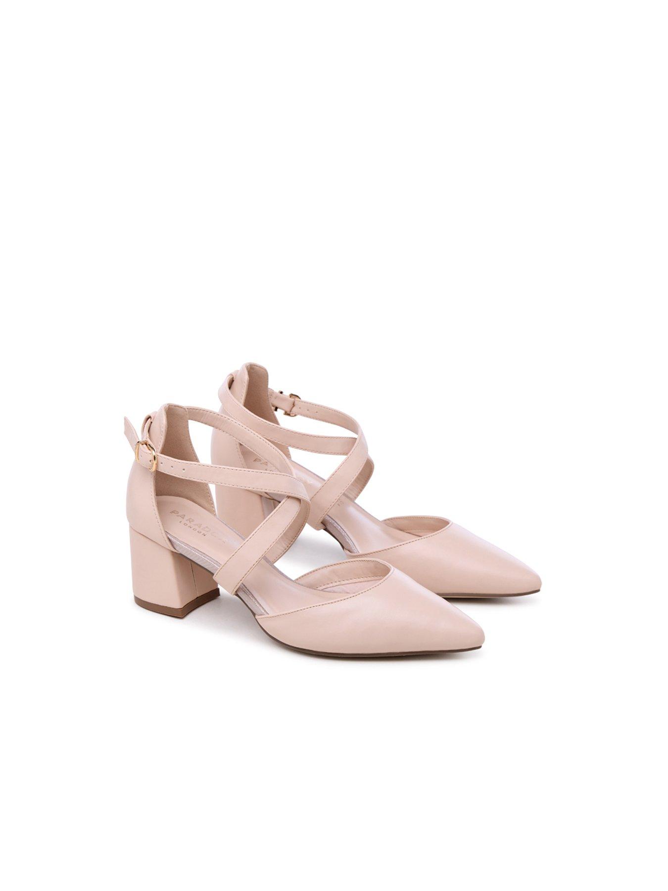 Image 6 of 7 of Paradox London Wide Fit Ffion Block Heel Court Shoe - Nude