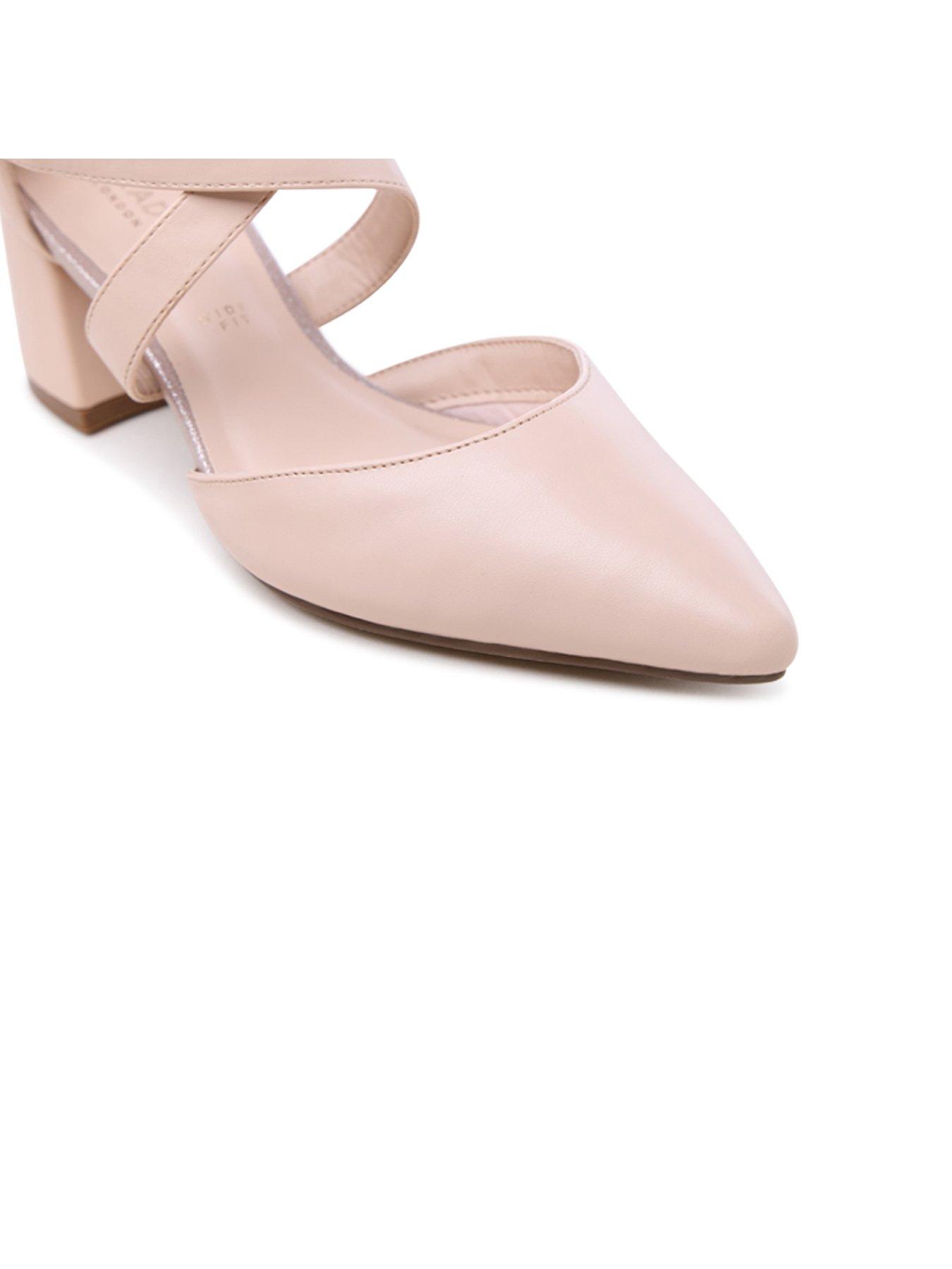 Image 7 of 7 of Paradox London Wide Fit Ffion Block Heel Court Shoe - Nude