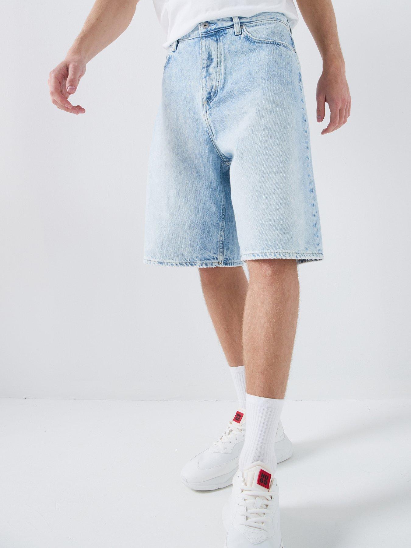 HUGO Blue Mason Baggy Fit Denim Shorts - Blue