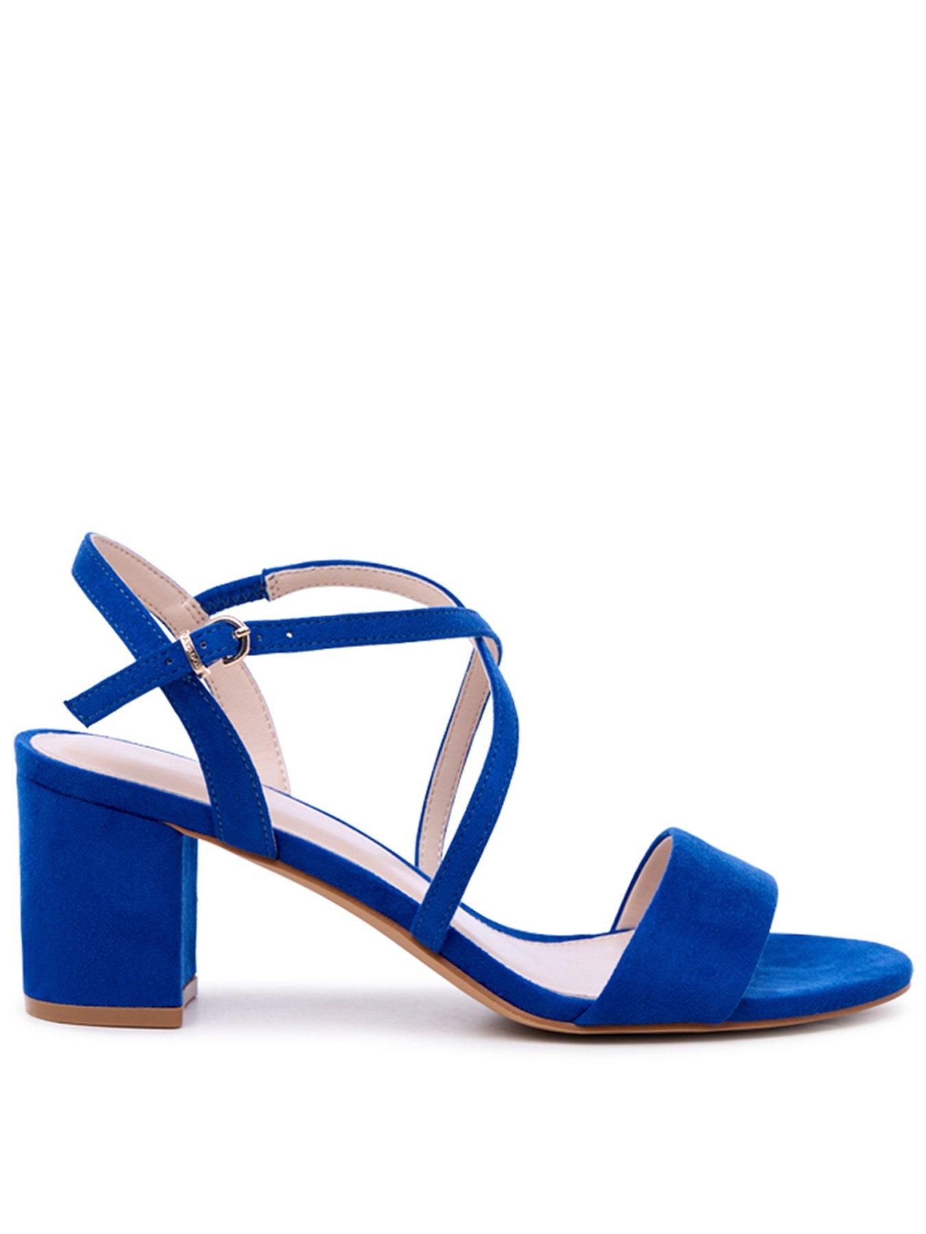 Paradox London Wide Fit Honeysilk Crossover Ankle Strap Heel - Royal Blue