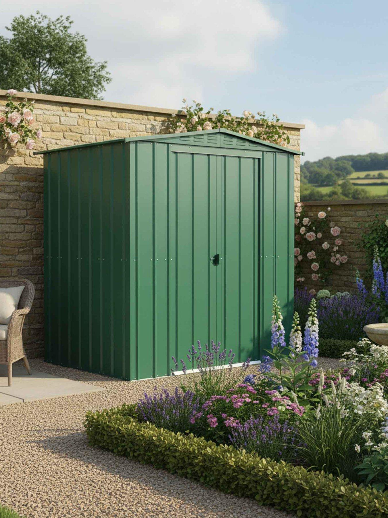 Globel 6 X 5 Apex Green Metal Shed