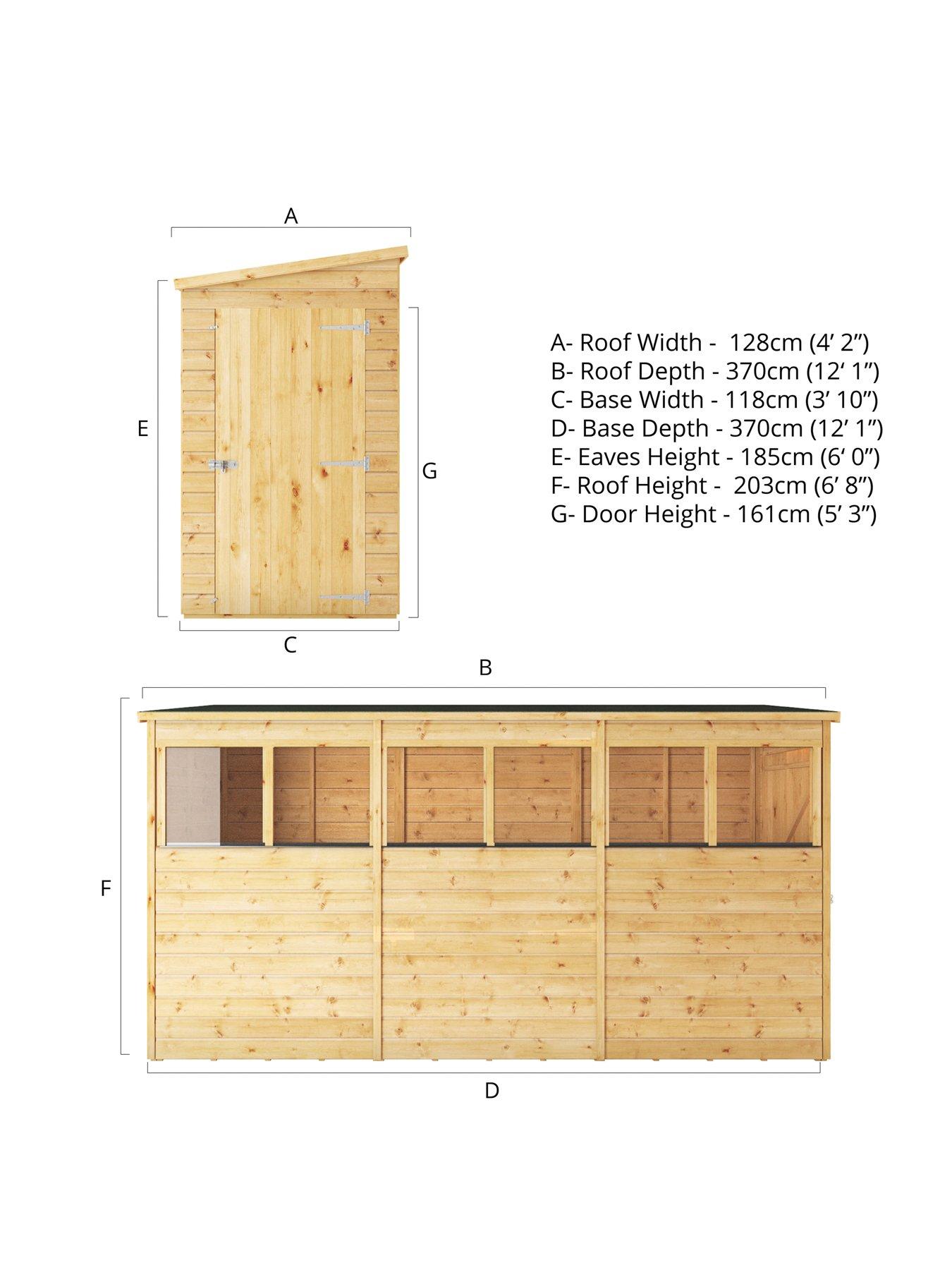 Image 7 of 7 of MERCIA 12 x 4 Modular Shiplap Pent Shed