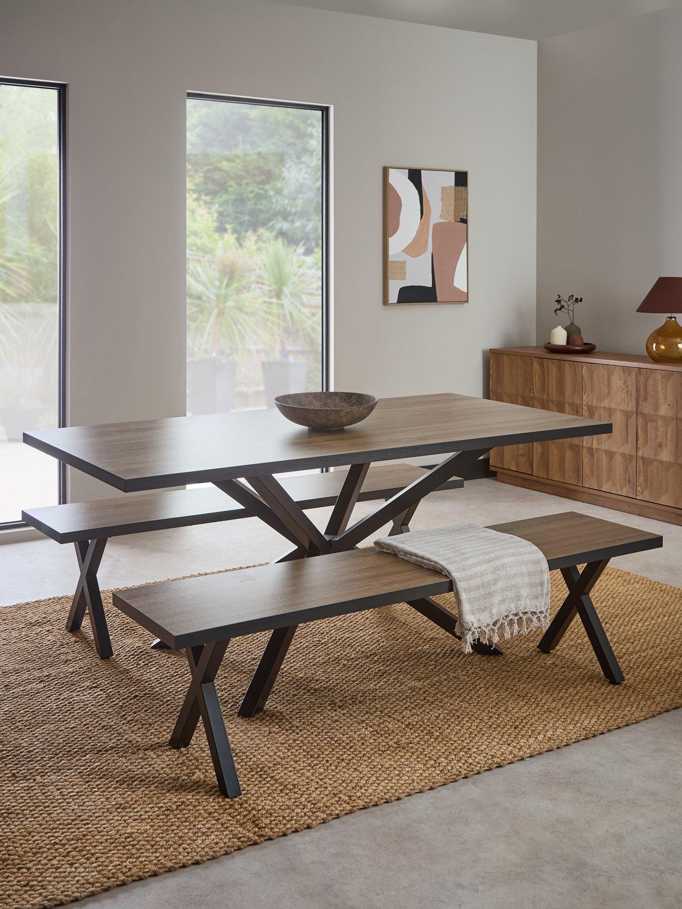 The Very Collection Oslo 180cm Rectangular Dining Table & 2 Benches