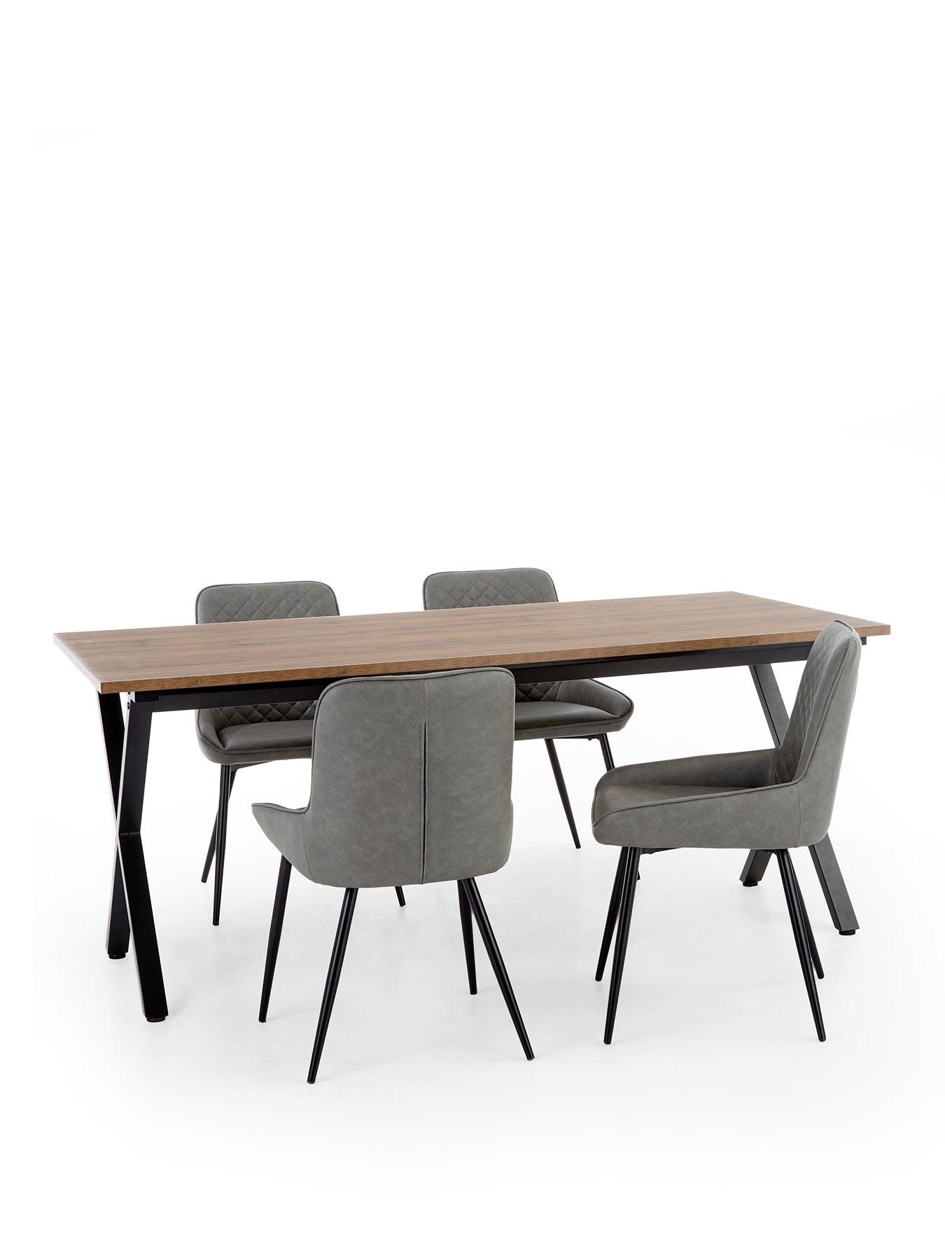 Image 2 of 6 of The Very Collection Harlem 180cm Mid Oak Dining Table &amp; 4 Sorena Grey Dining Chairs