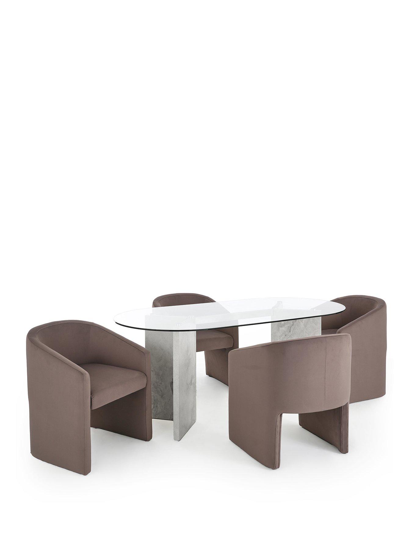 Image 2 of 7 of The Very Collection Lavine 180cm Dining Table with Glass Top + 4 Mira Dining Chairs - FSC&reg; Certified