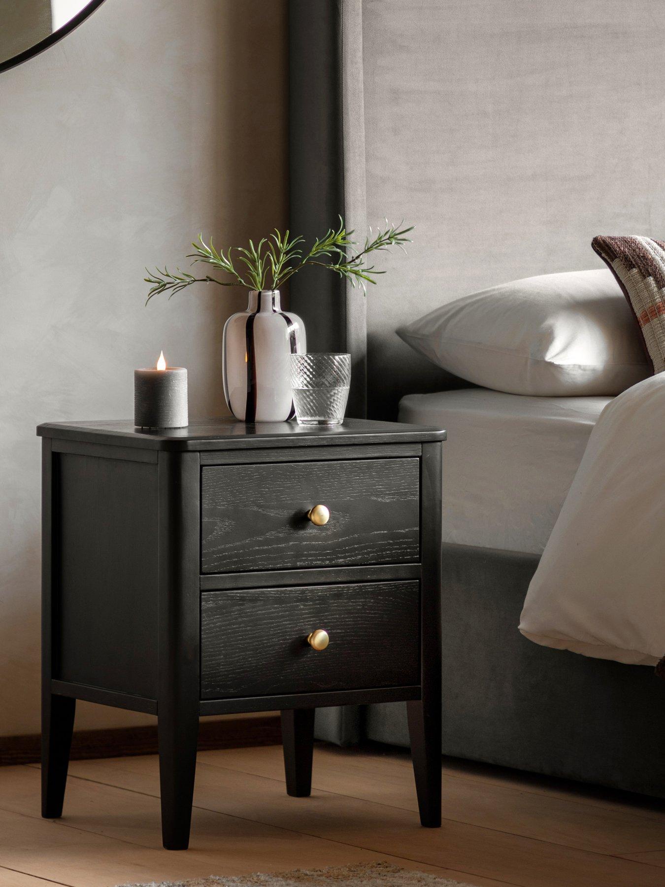 Image 1 of 5 of Gallery Direct Acton 2 Drawer Bedside Black