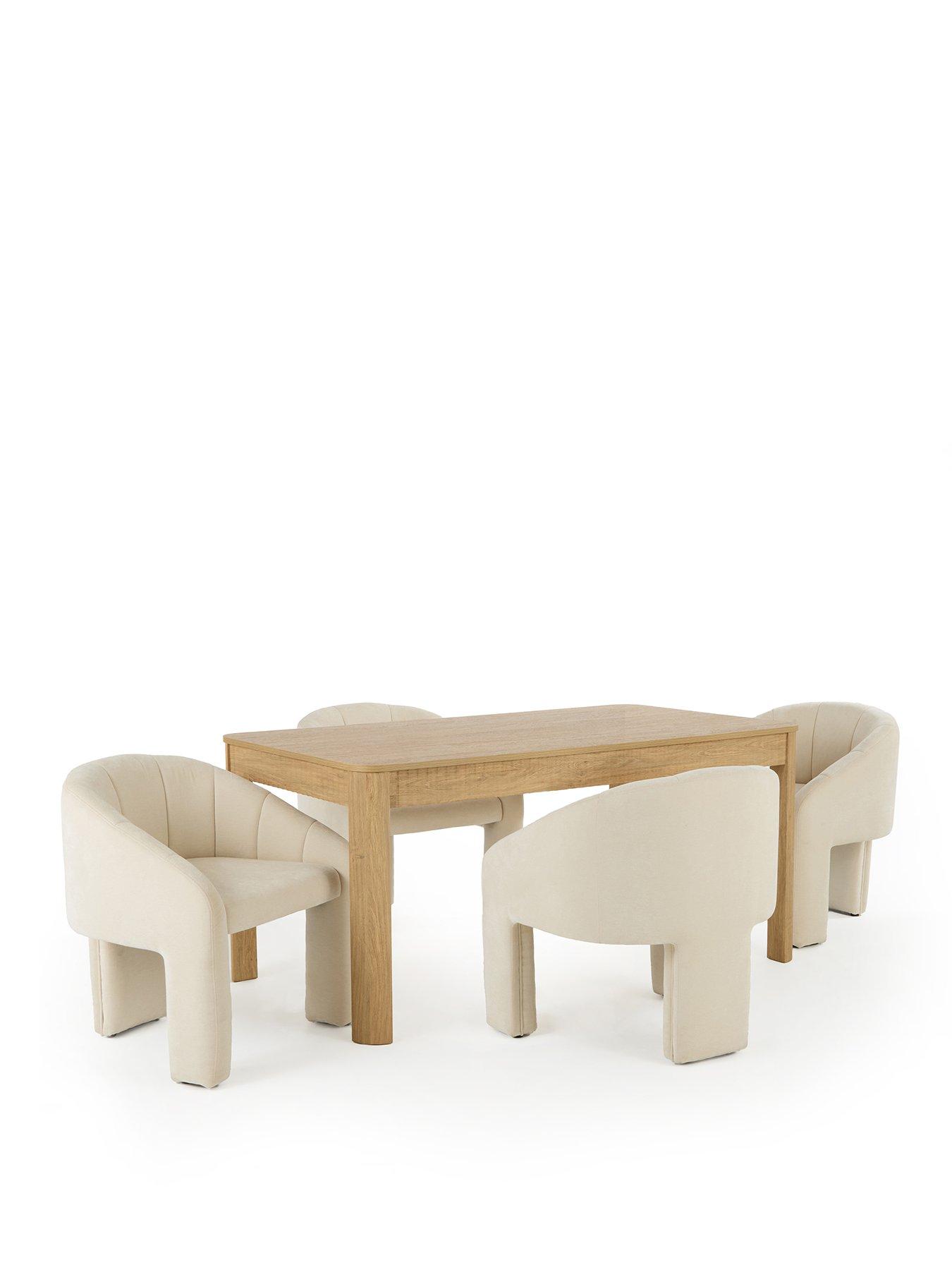 Image 2 of 6 of Michelle Keegan Home Sculpt 160 cm Dining Table&nbsp;+ 4 Nola Dining Chairs - Oak/Natural - FSC&reg; Certified