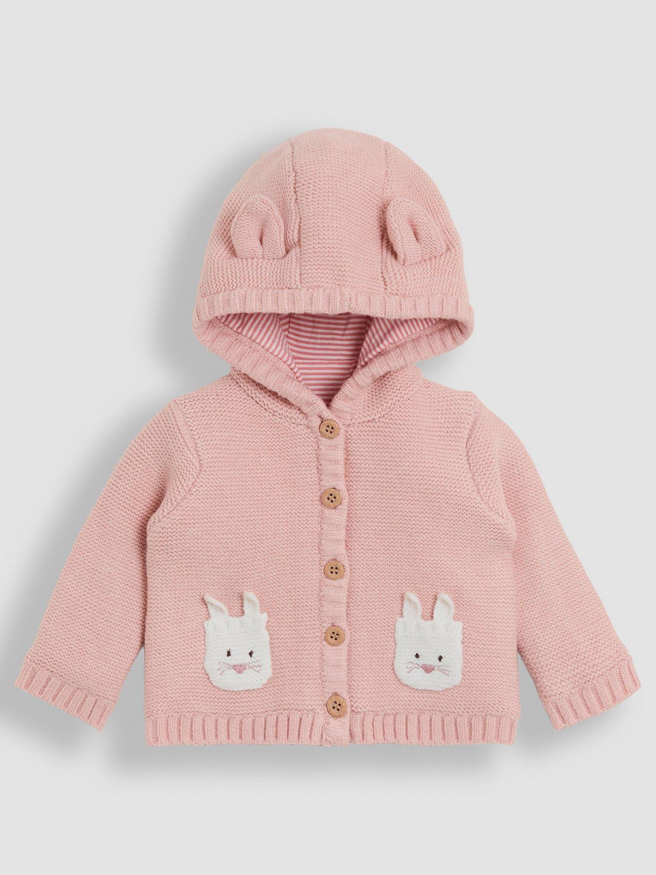JoJo Maman Bebe Baby Girls Bunny Pocket Cardigan - Pink