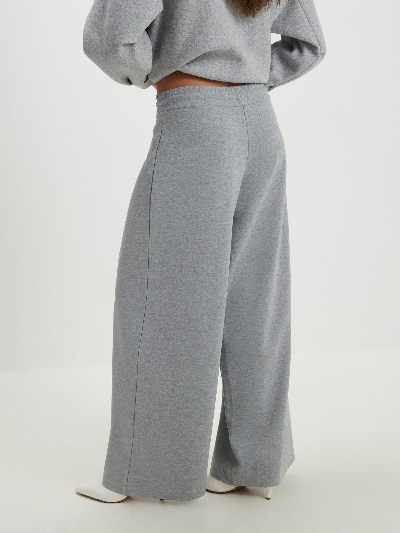 Image 2 of 4 of River Island Drawstring Wide Leg Trousers - Grey