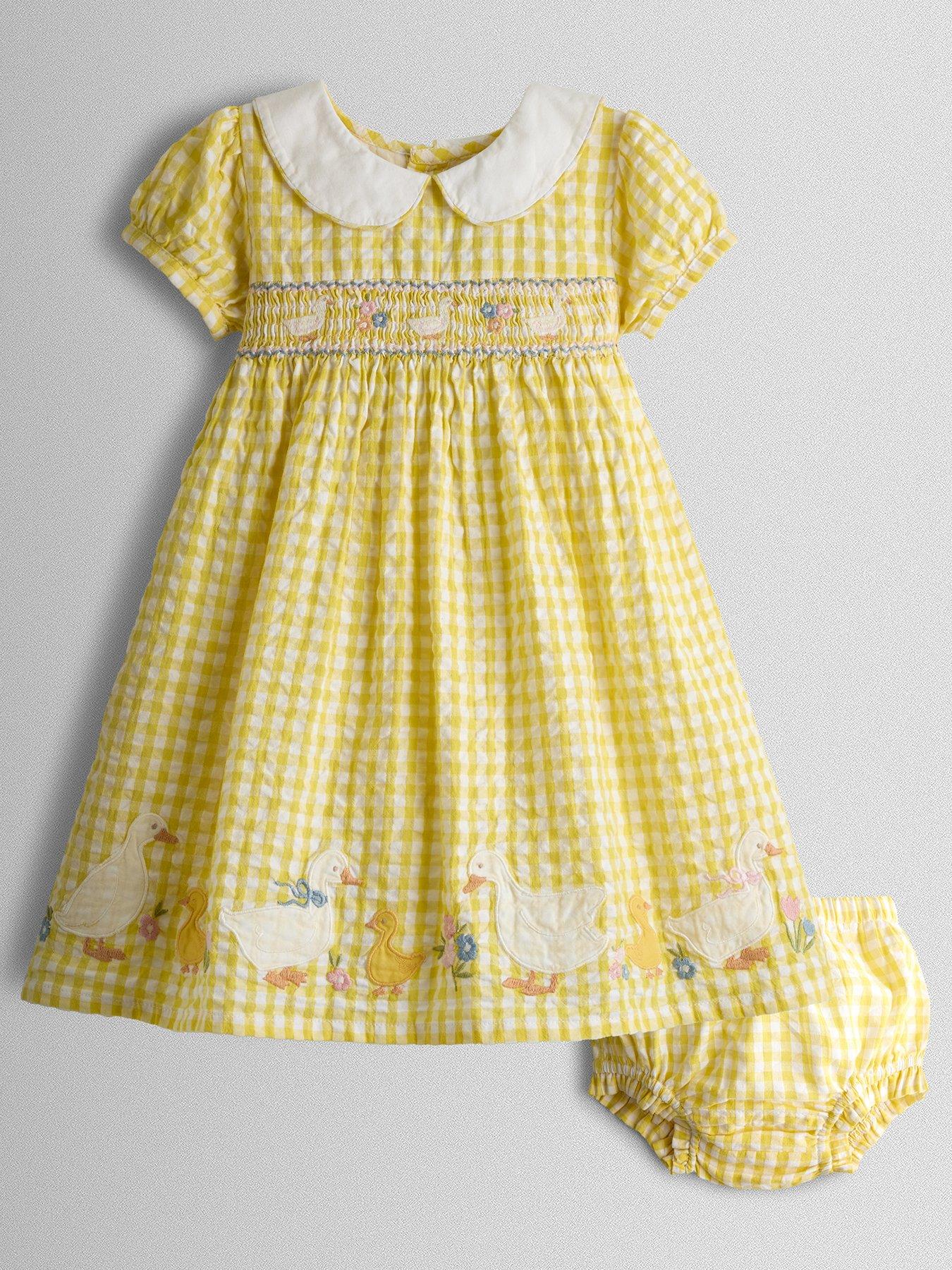 Image 2 of 7 of JoJo Maman Bebe Toddler Girls Duck Applique Smocked Dress - Yellow
