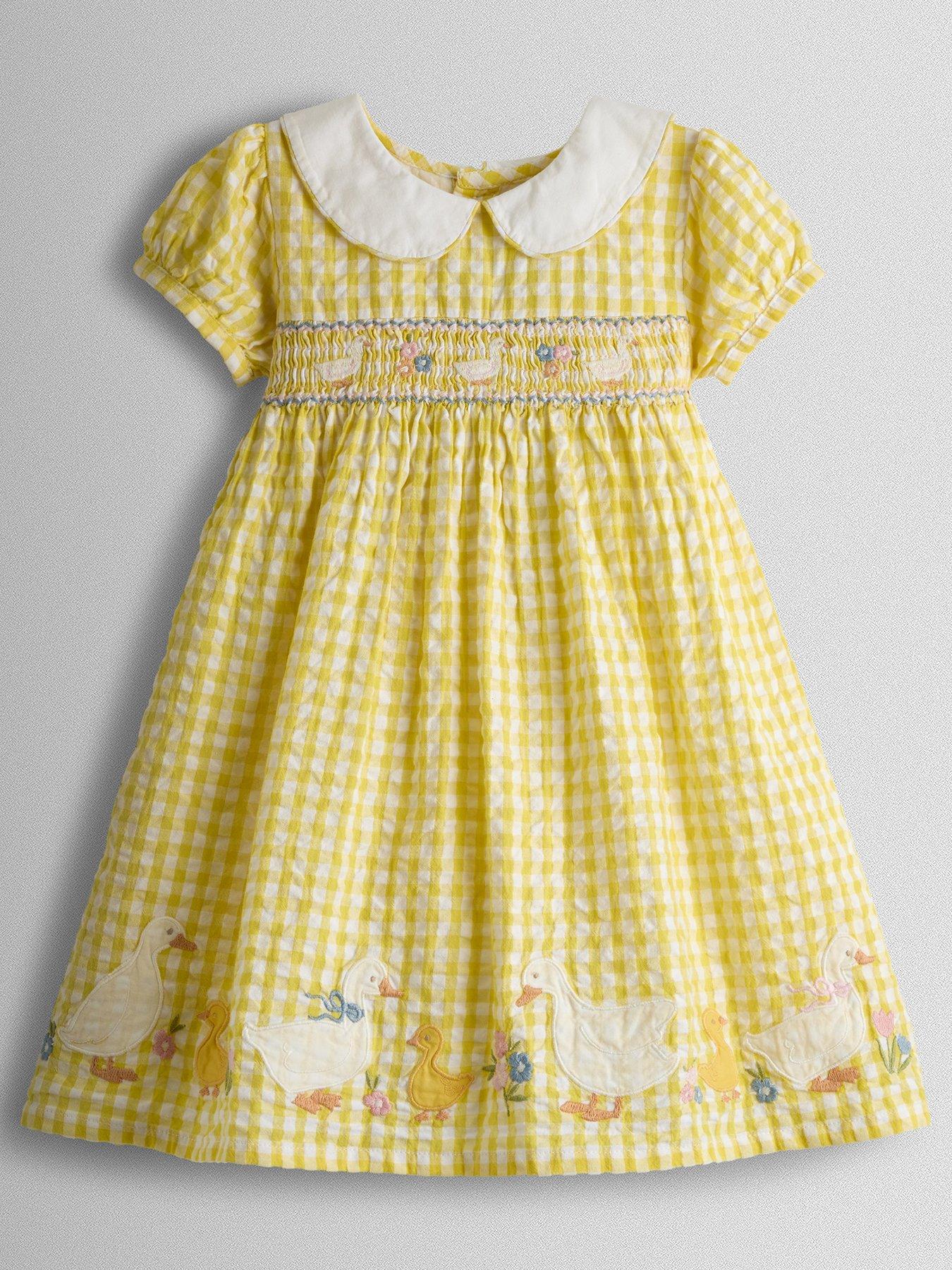 Image 3 of 7 of JoJo Maman Bebe Toddler Girls Duck Applique Smocked Dress - Yellow
