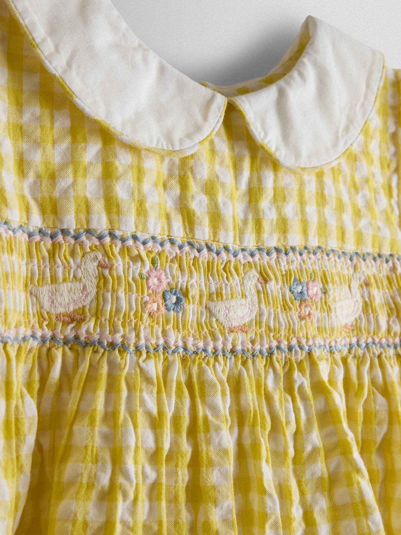 Image 6 of 7 of JoJo Maman Bebe Toddler Girls Duck Applique Smocked Dress - Yellow