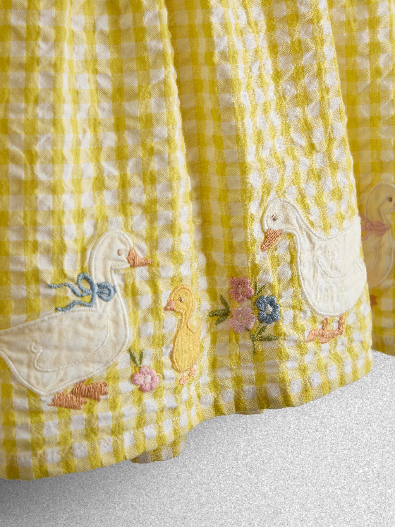 Image 7 of 7 of JoJo Maman Bebe Toddler Girls Duck Applique Smocked Dress - Yellow