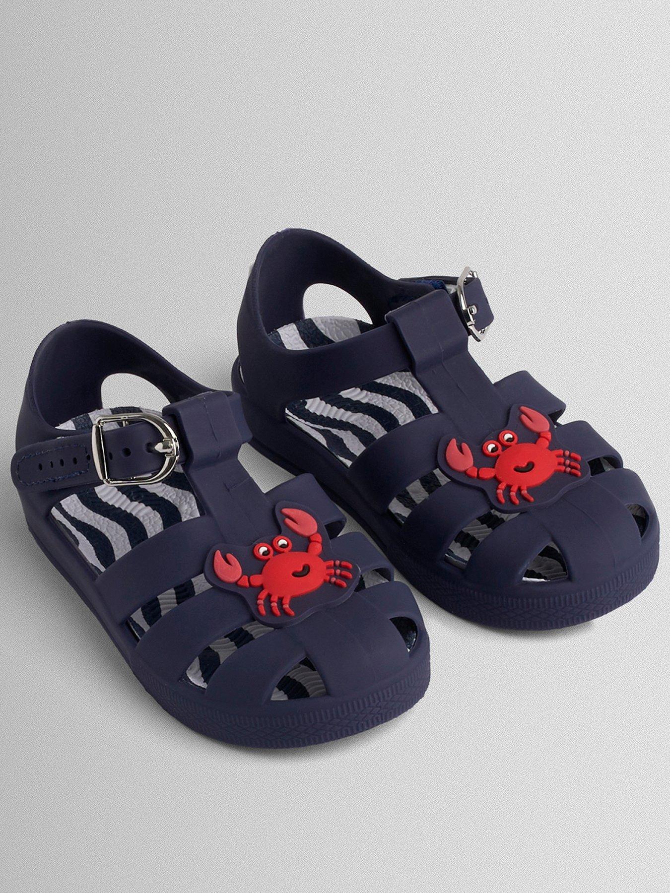 JoJo Maman Bebe Toddler Boys Crab Jelly Sandals, Blue, Size 5 Younger