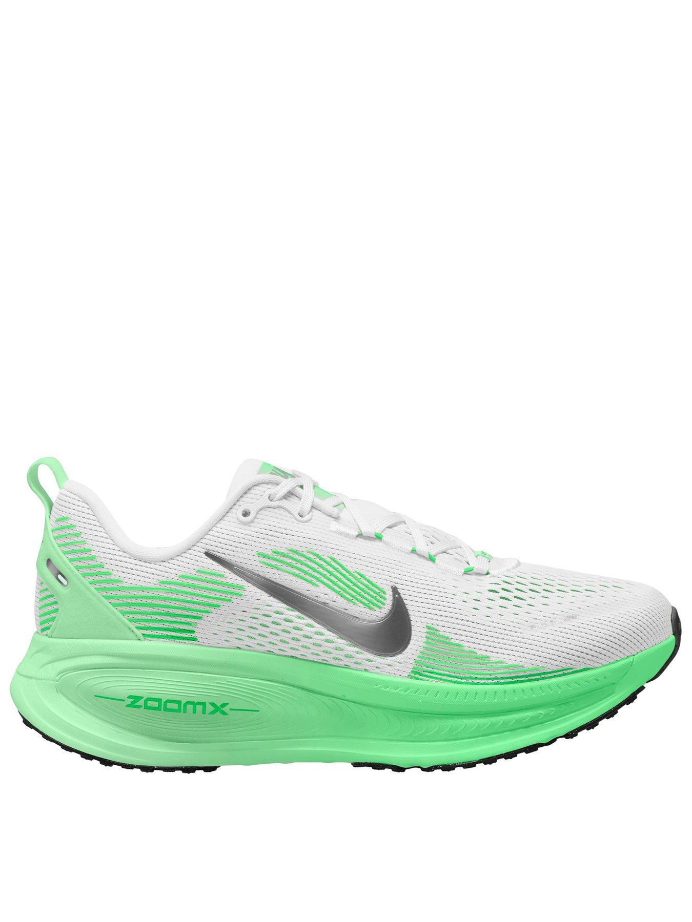 Nike Womens Running Vomero 18 Trainers, White/Metallic Silver/Green, Size 5.5, Women