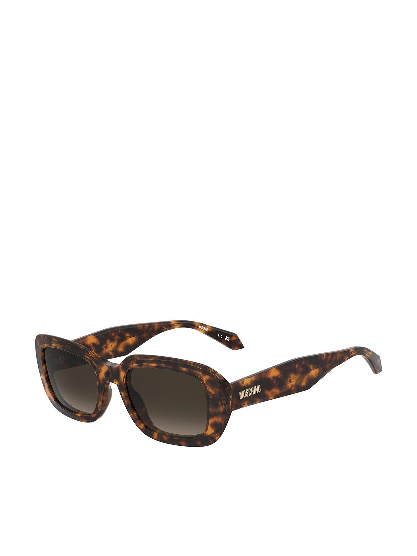 Moschino Round Thick Frame Sunglasses- Dark Havana