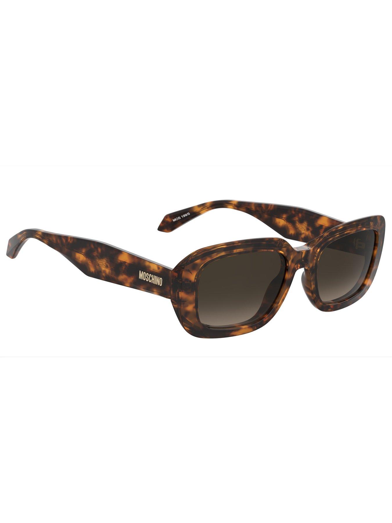Image 2 of 4 of Moschino Round Thick Frame Sunglasses- Dark Havana