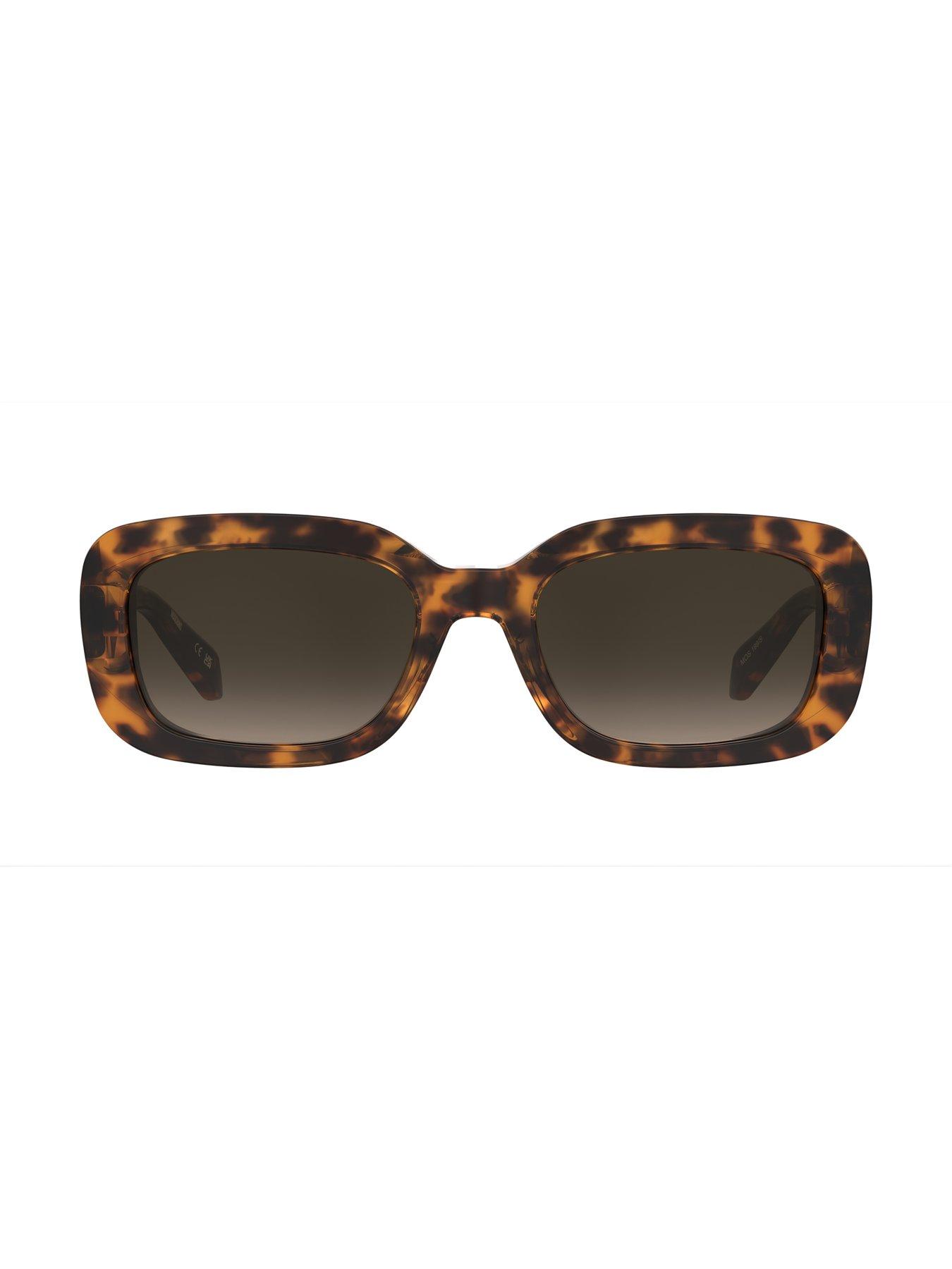 Image 3 of 4 of Moschino Round Thick Frame Sunglasses- Dark Havana