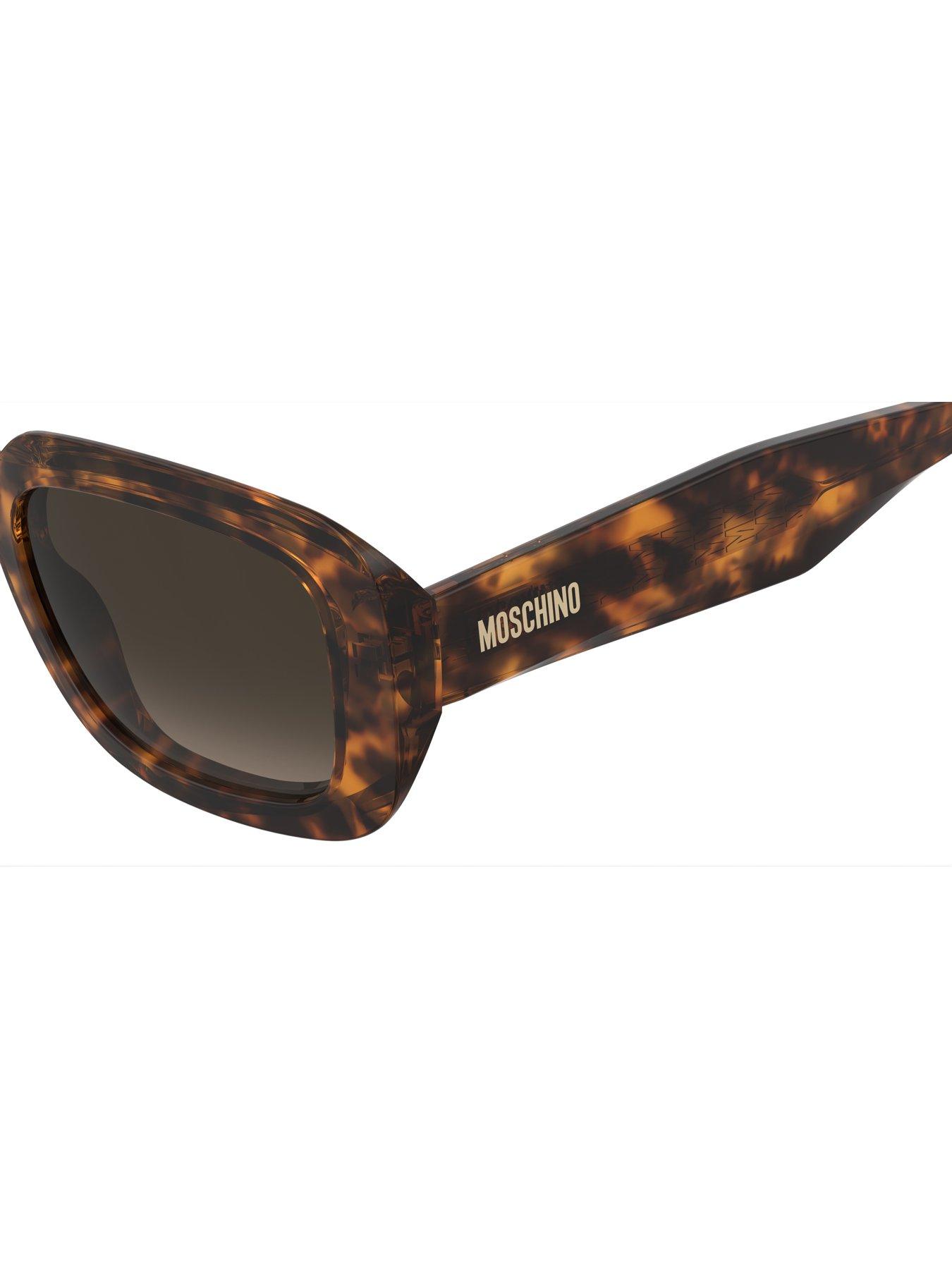Image 4 of 4 of Moschino Round Thick Frame Sunglasses- Dark Havana