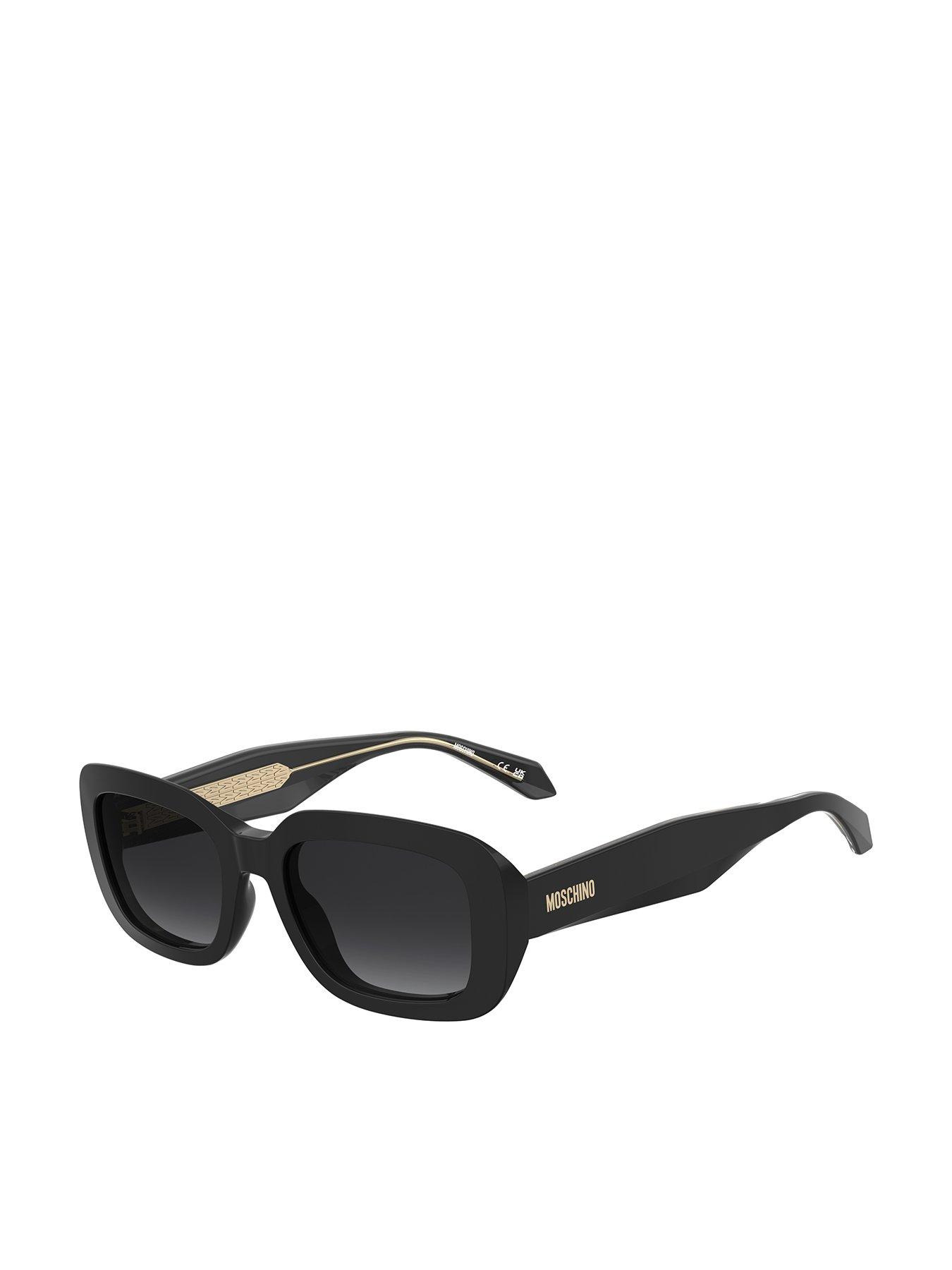 Moschino Round Thick Frame Sunglasses- Black