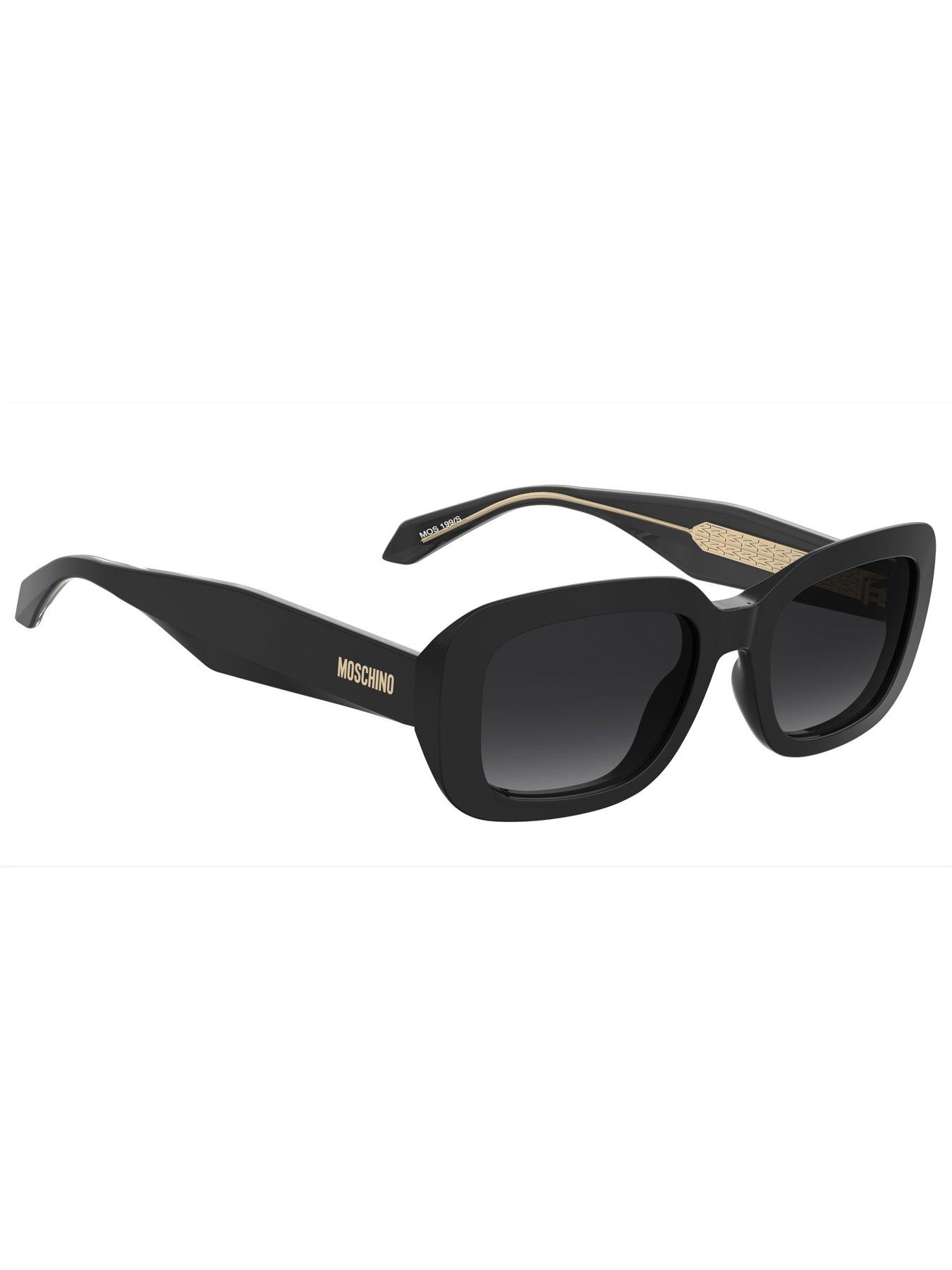 Image 2 of 4 of Moschino Round Thick Frame Sunglasses- Black