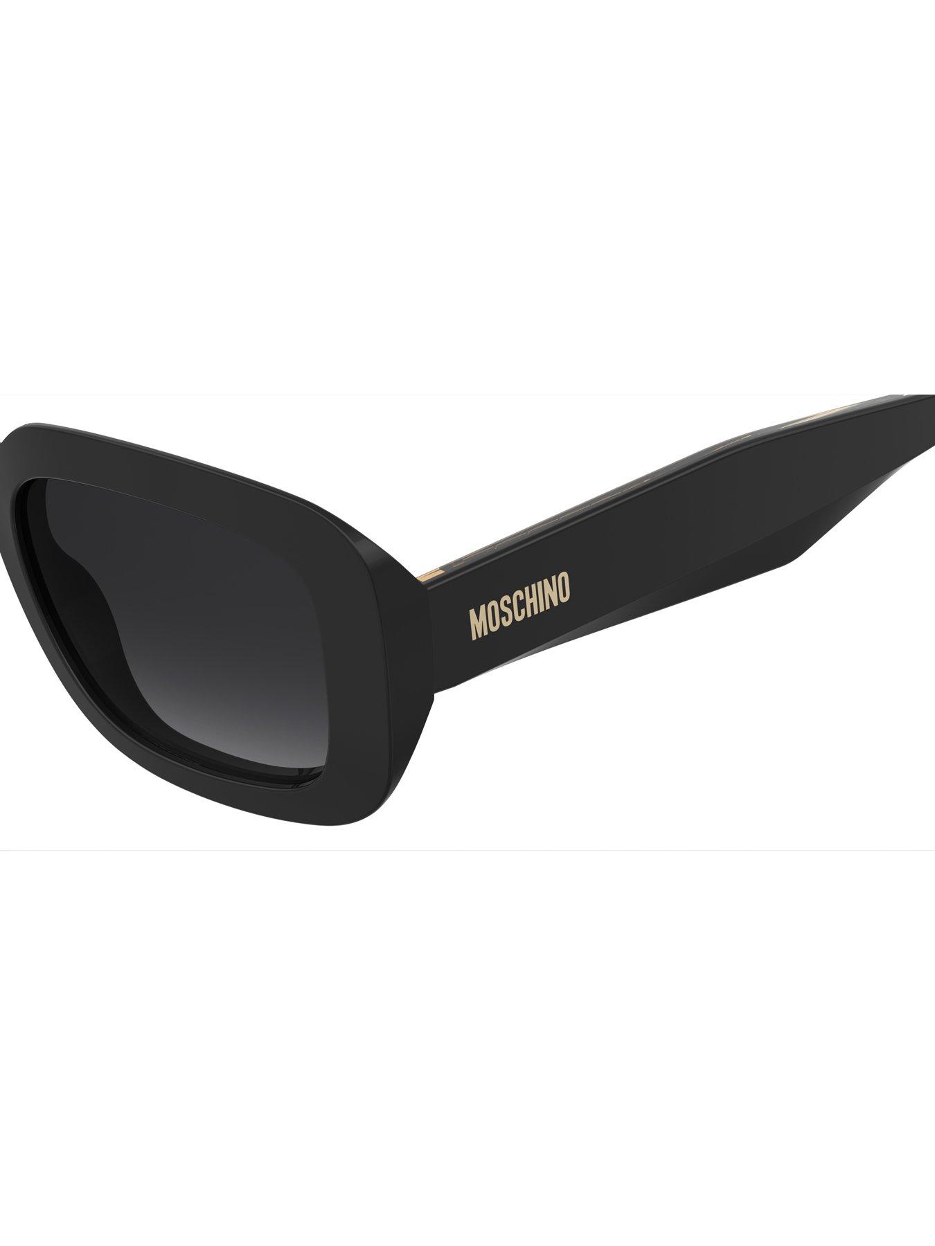 Image 4 of 4 of Moschino Round Thick Frame Sunglasses- Black