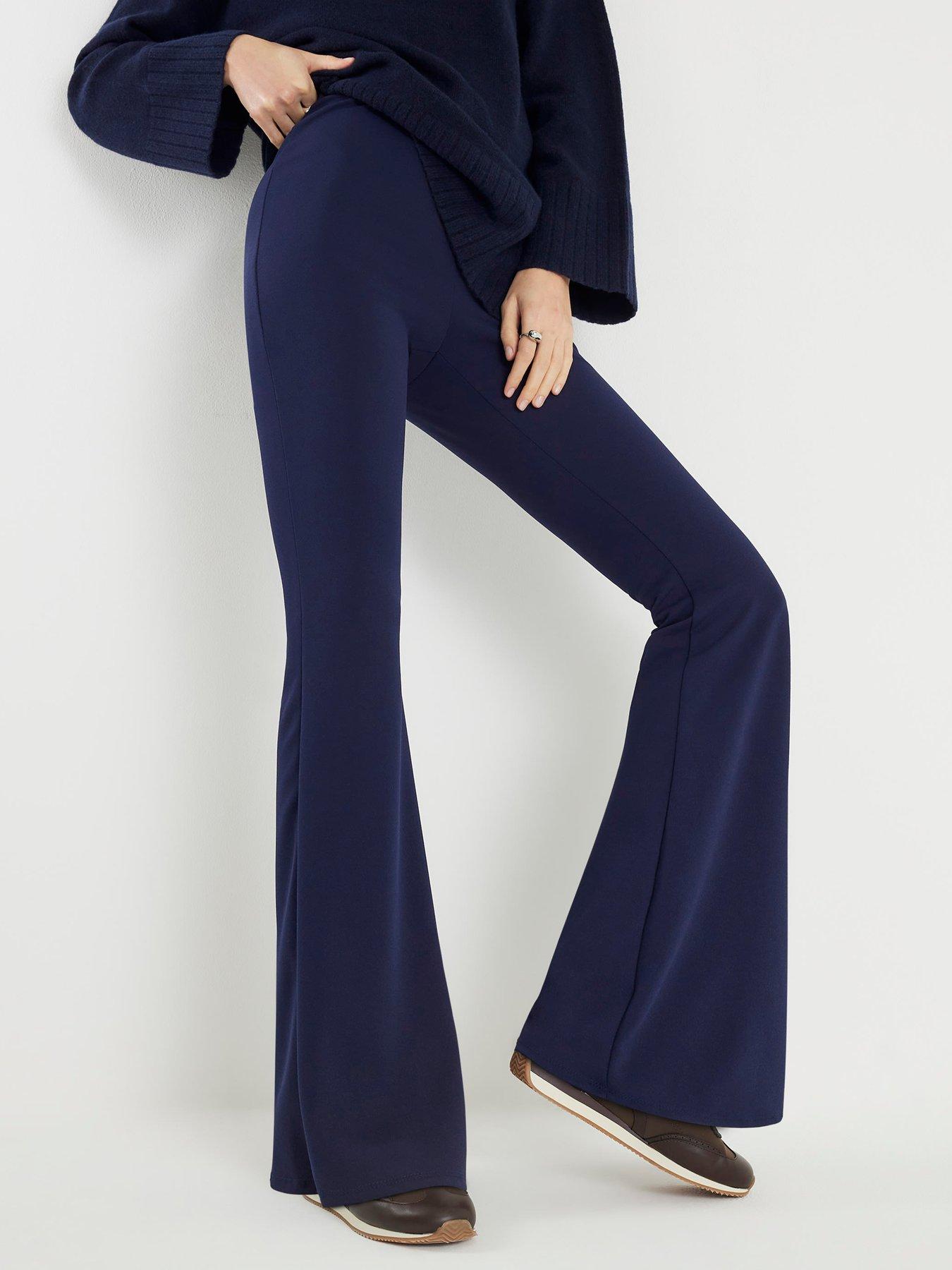 River Island Pull On Kick Flare Trousers - Navy