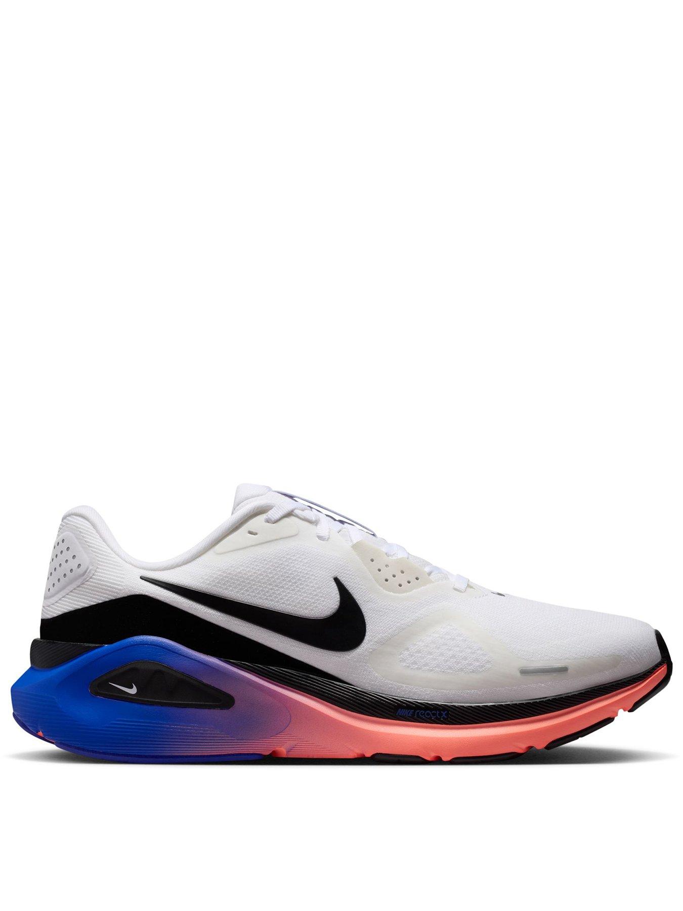 Nike Mens Running Structure 26 Trainers, White/Black-Atomic Pink- Blue, Size 7.5, Men