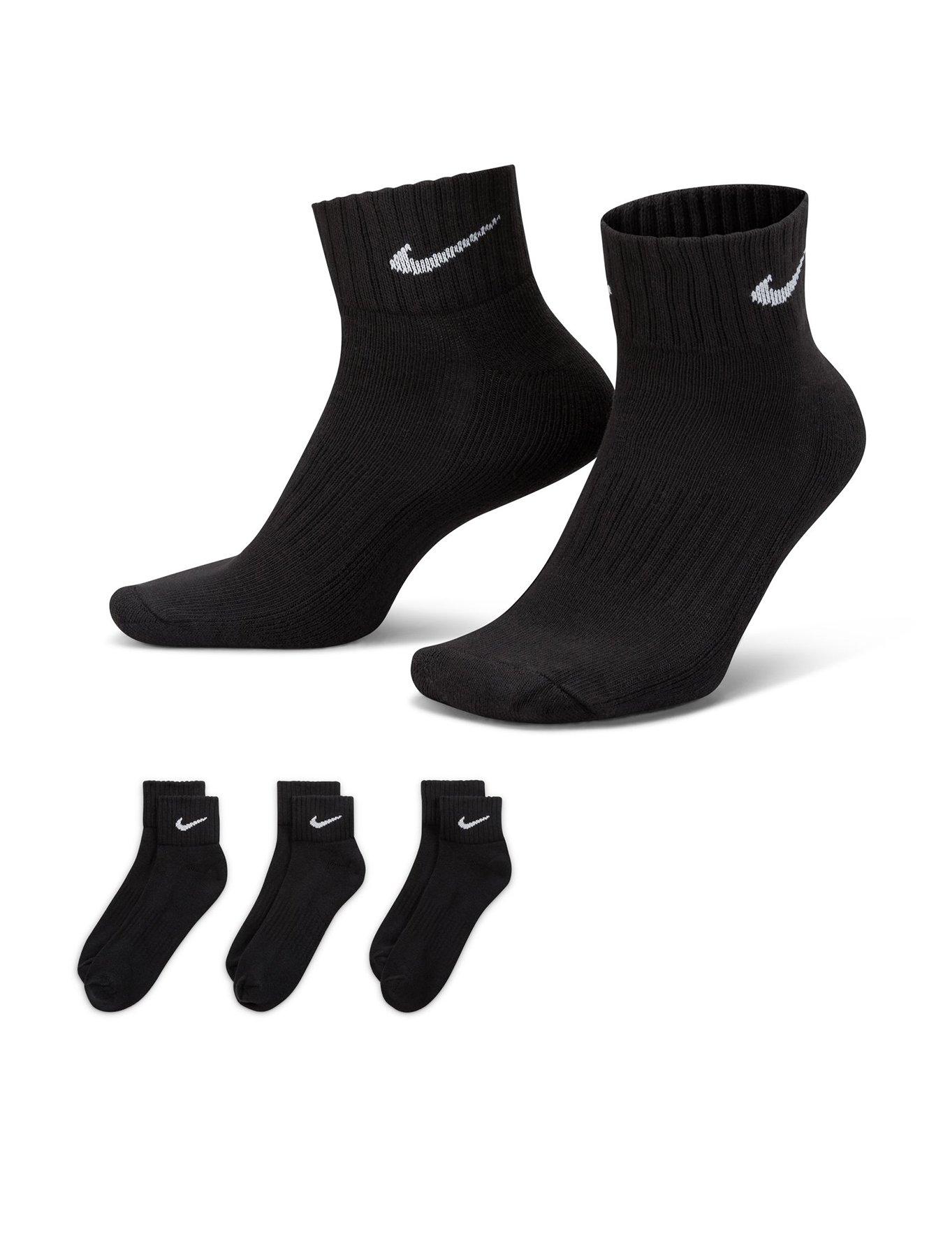 Nike Mens Training Cushioned Ankle Socks (3 Pack) - Black