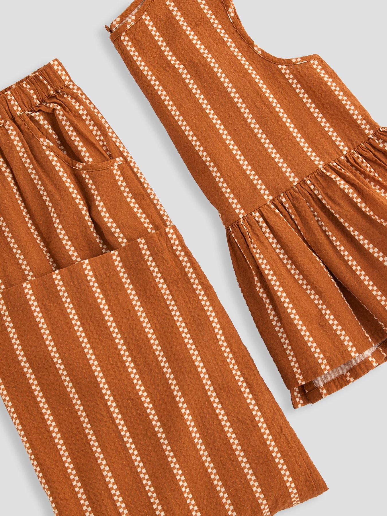 Image 4 of 6 of The Very Collection Girls Peplum Top And Trouser Stripe Set - Brown / Orange