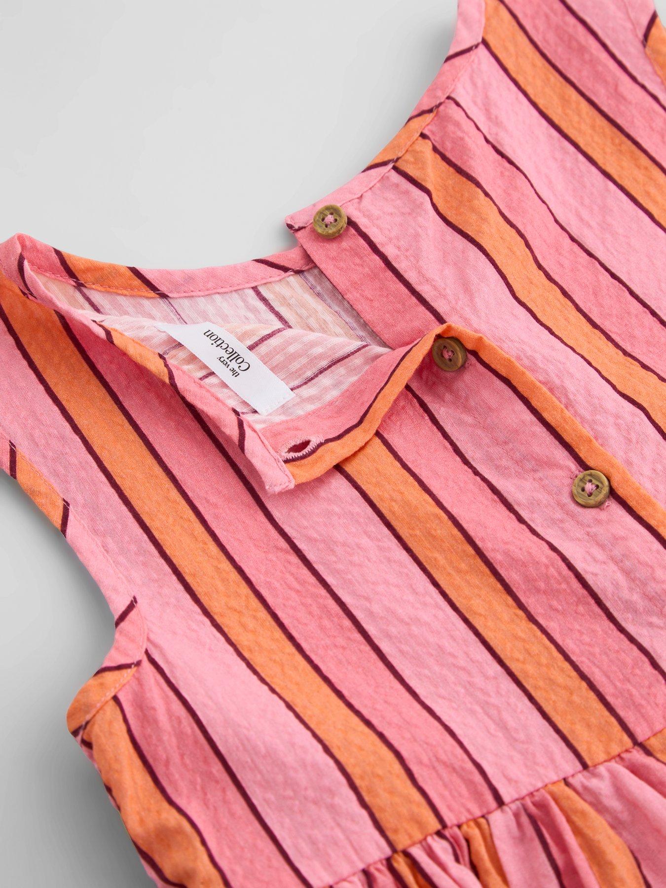 Image 4 of 4 of The Very Collection Girls Peplum Top And Trouser Stripe Set - Pink