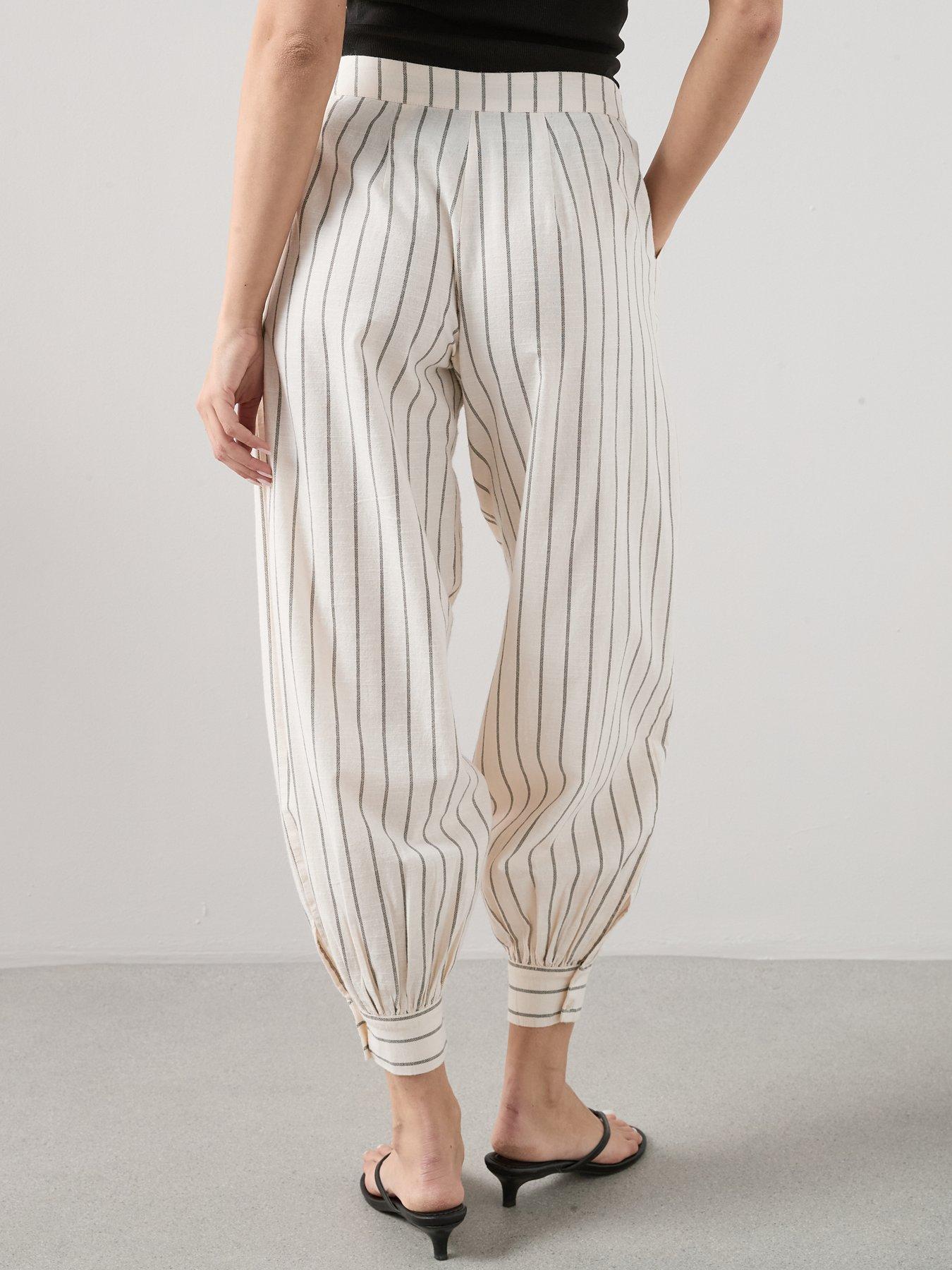 Image 2 of 6 of The Very Collection Stripe Balloon Trousers - Cream