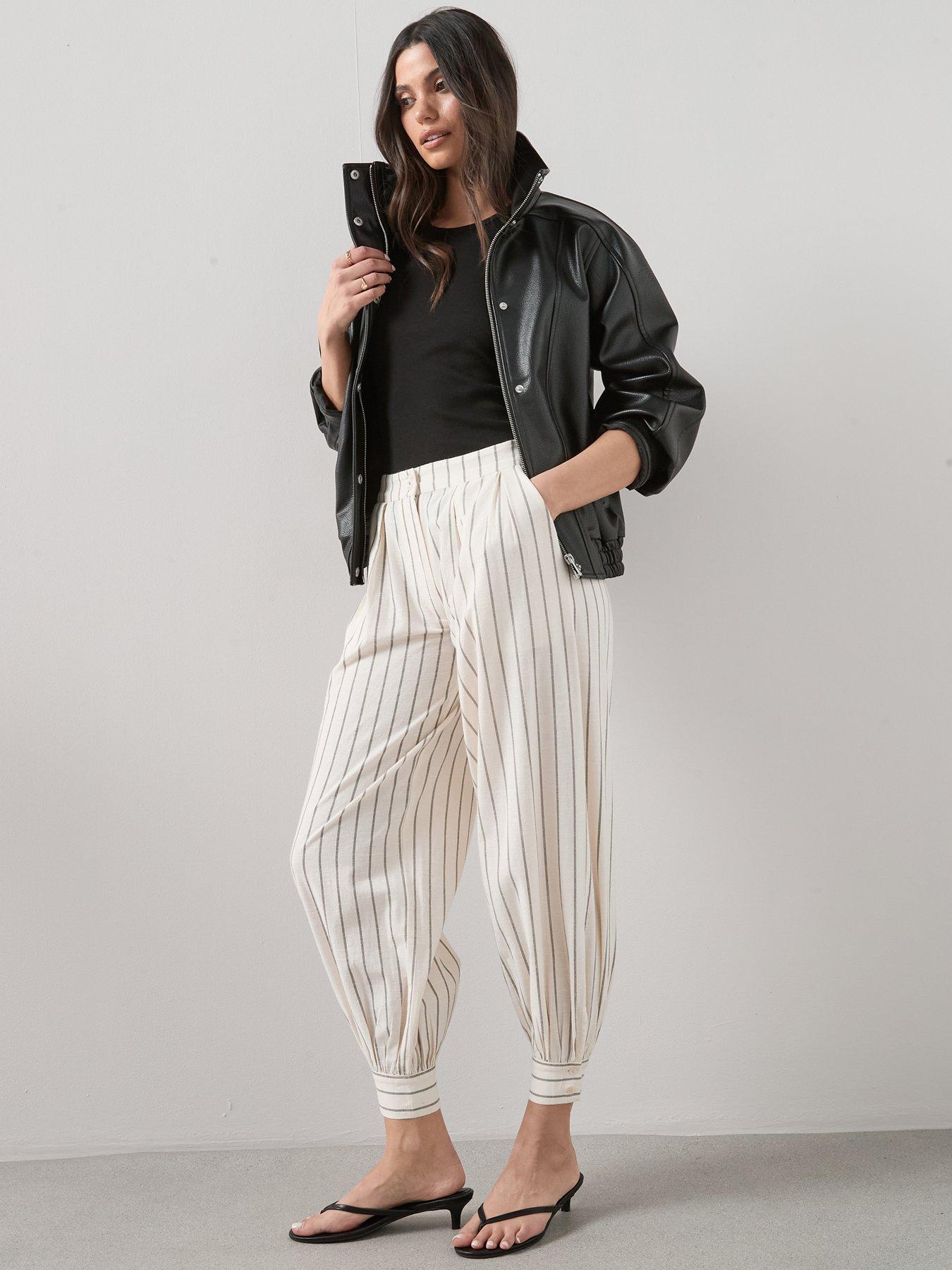 Image 3 of 6 of The Very Collection Stripe Balloon Trousers - Cream