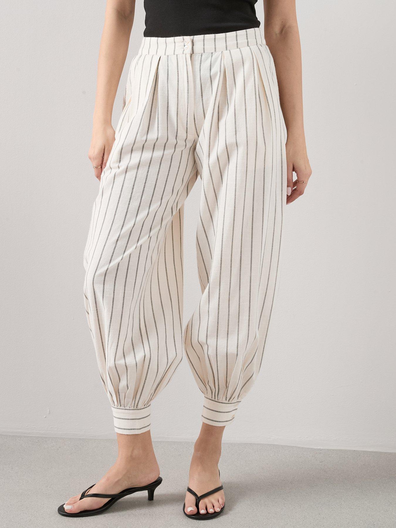 Image 4 of 6 of The Very Collection Stripe Balloon Trousers - Cream