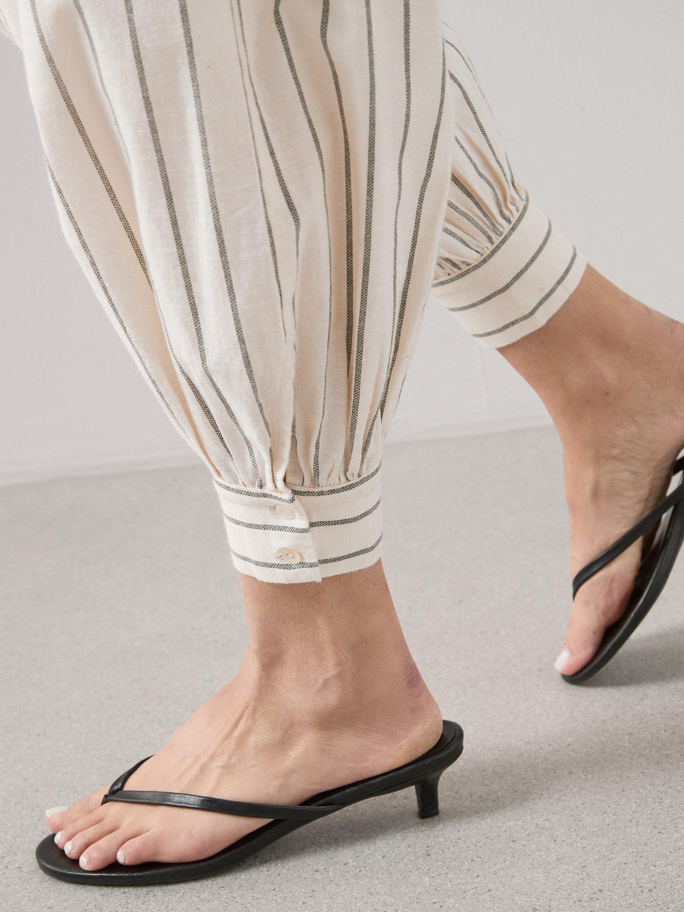 Image 5 of 6 of The Very Collection Stripe Balloon Trousers - Cream