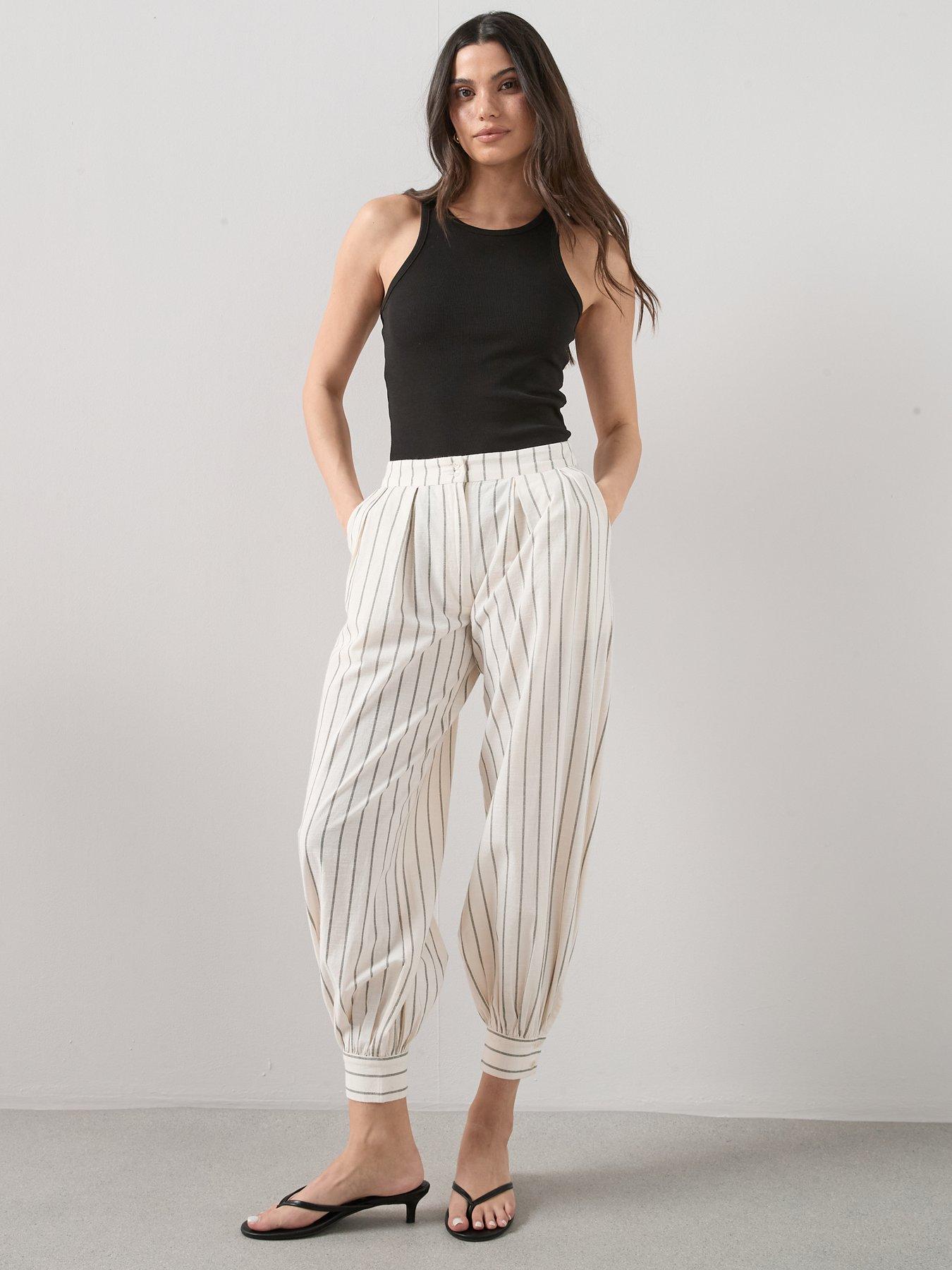 Image 6 of 6 of The Very Collection Stripe Balloon Trousers - Cream
