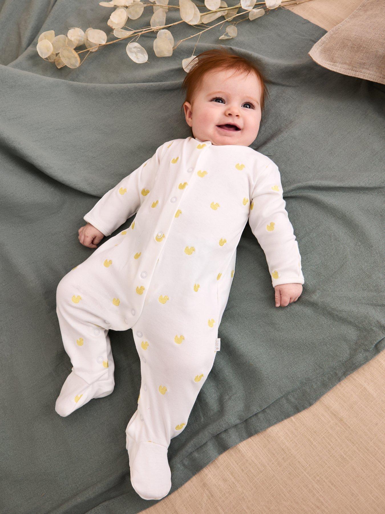 JoJo Maman Bebe Baby Unisex Duck Embroidered Sleepsuit - Yellow