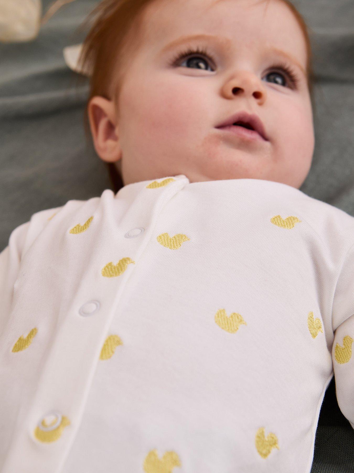 Image 2 of 4 of JoJo Maman Bebe Baby Unisex Duck Embroidered Sleepsuit - Yellow