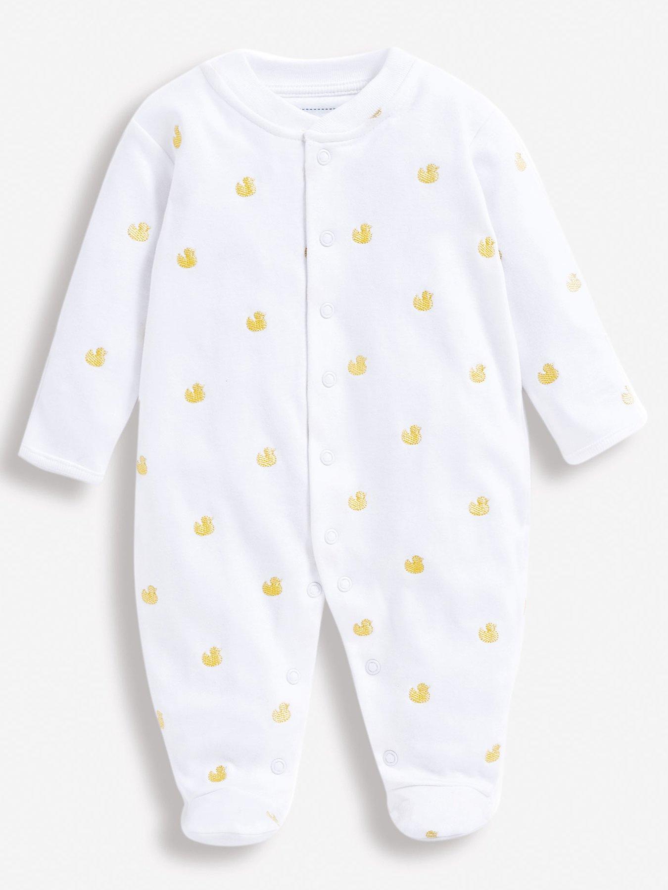 Image 3 of 4 of JoJo Maman Bebe Baby Unisex Duck Embroidered Sleepsuit - Yellow