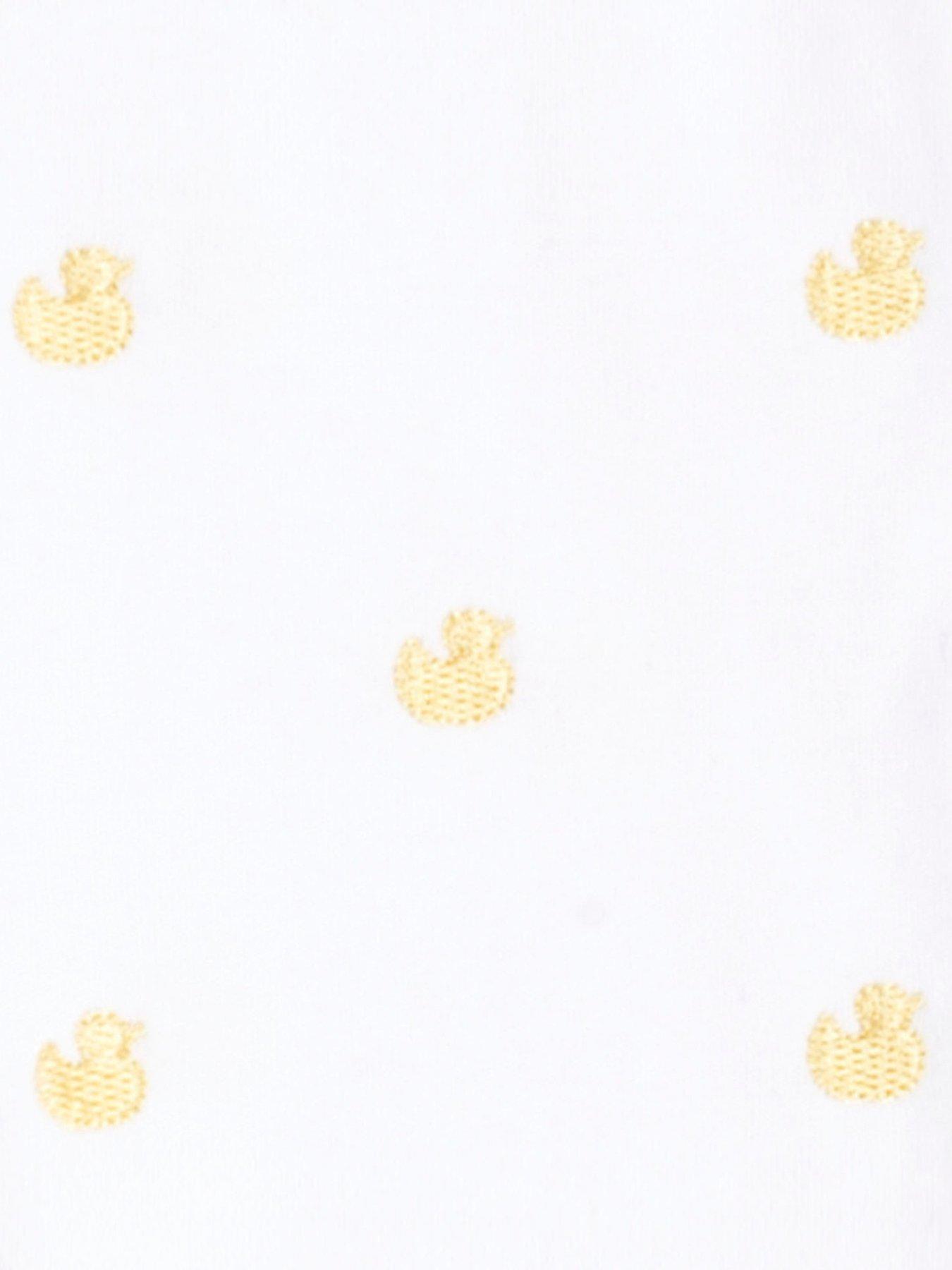 Image 4 of 4 of JoJo Maman Bebe Baby Unisex Duck Embroidered Sleepsuit - Yellow