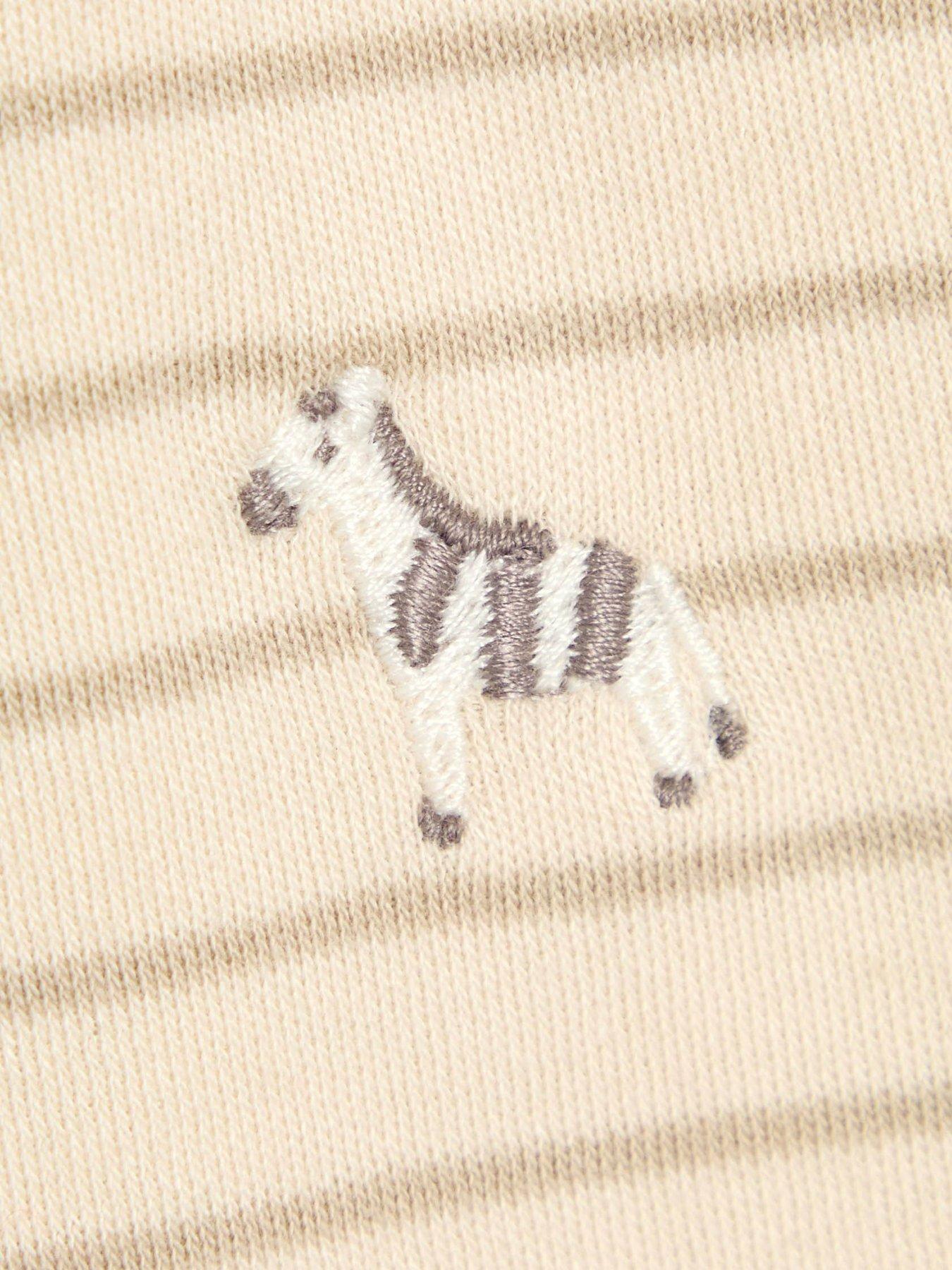 Image 4 of 7 of JoJo Maman Bebe Baby Unisex 2 Piece Stripe Sleepsuit &amp; Velour Jacket Set - Cream