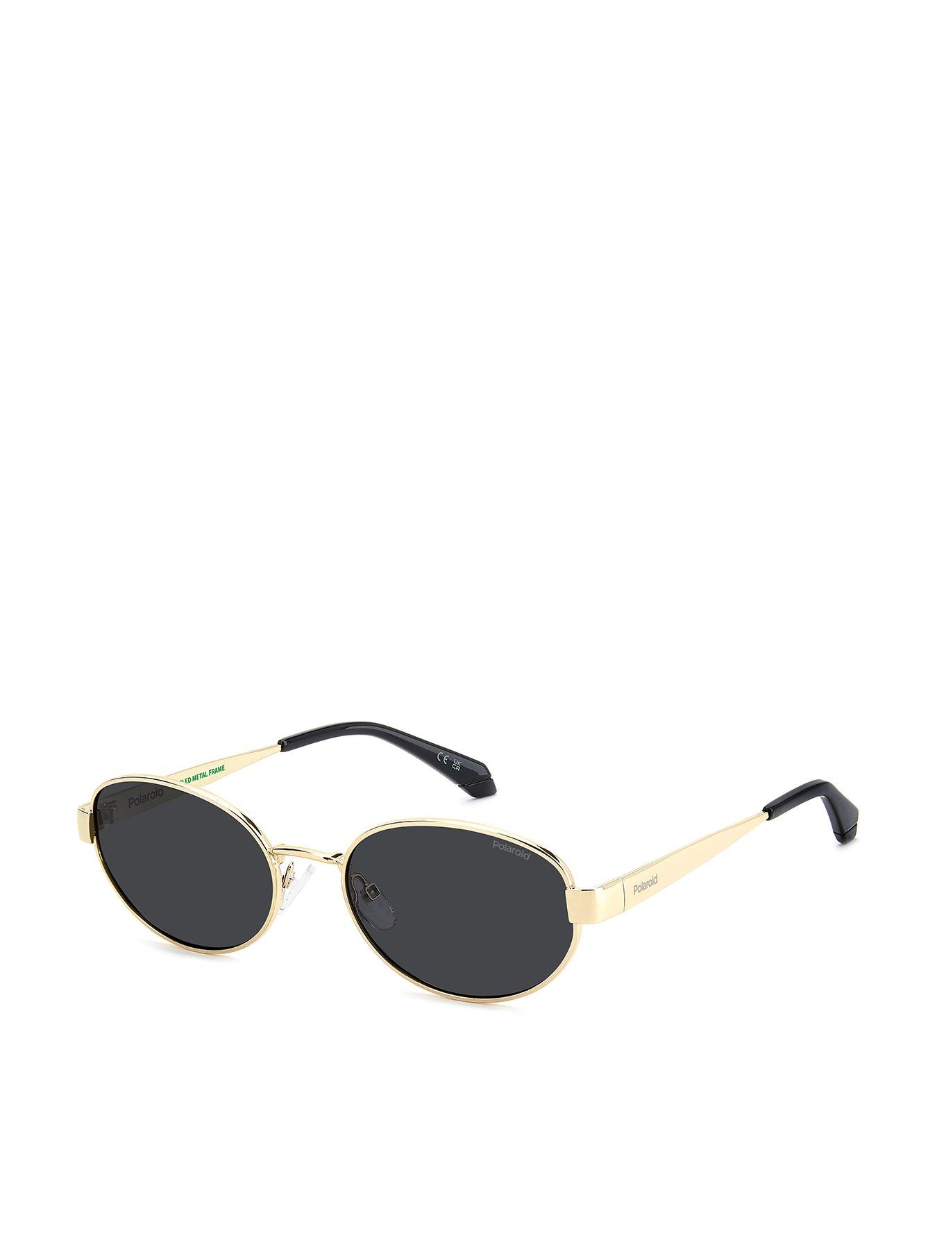 Polaroid Oval Sunglasses- Gold Frame With Black Lenses