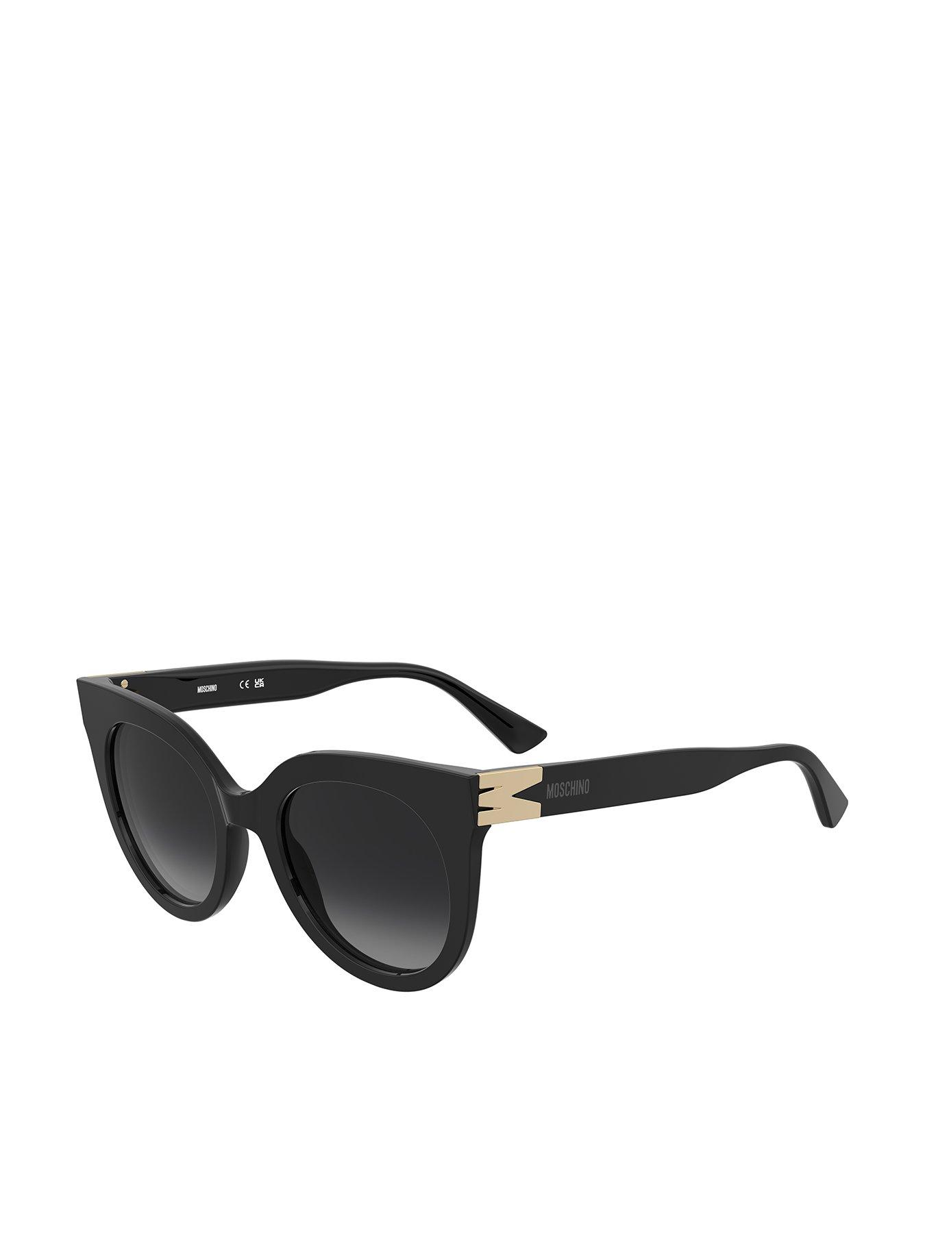 Image 1 of 4 of Moschino Round Frame Sunglasses With M Trim- Black
