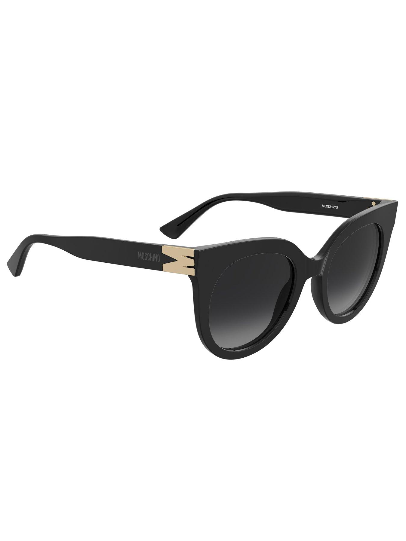 Image 2 of 4 of Moschino Round Frame Sunglasses With M Trim- Black