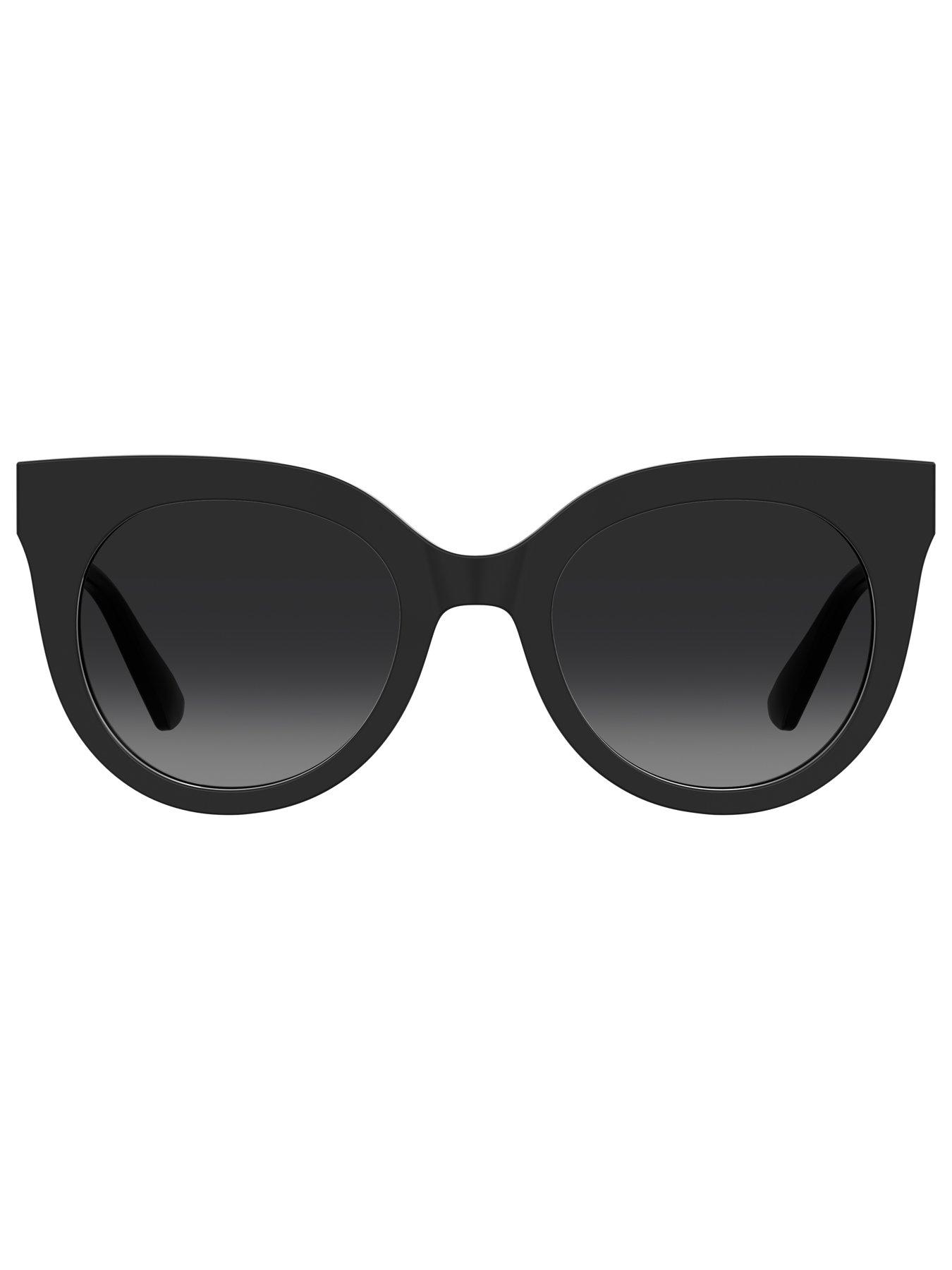 Image 3 of 4 of Moschino Round Frame Sunglasses With M Trim- Black
