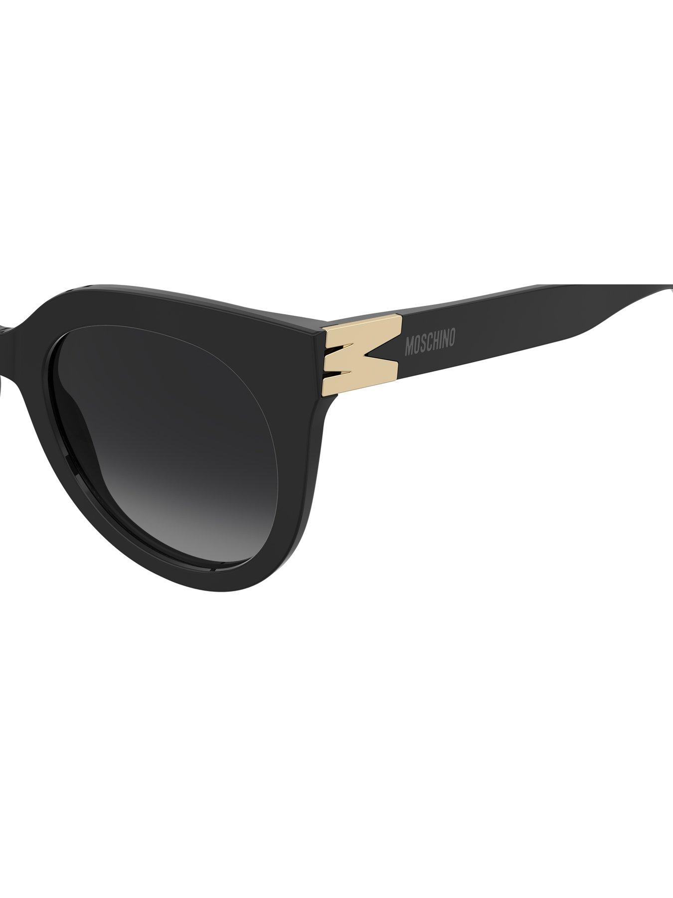 Image 4 of 4 of Moschino Round Frame Sunglasses With M Trim- Black