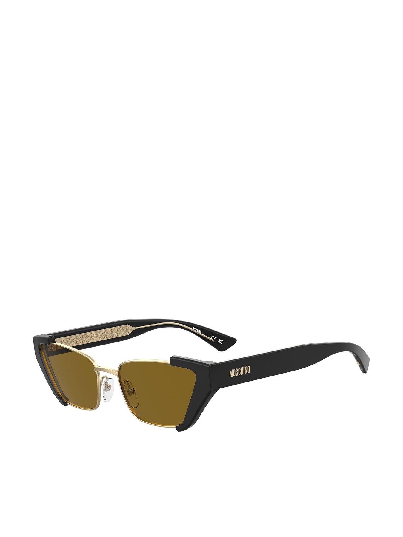 Image 1 of 4 of Moschino Shallow Cat Eye Metal Frame With Chunky Overlays- Black