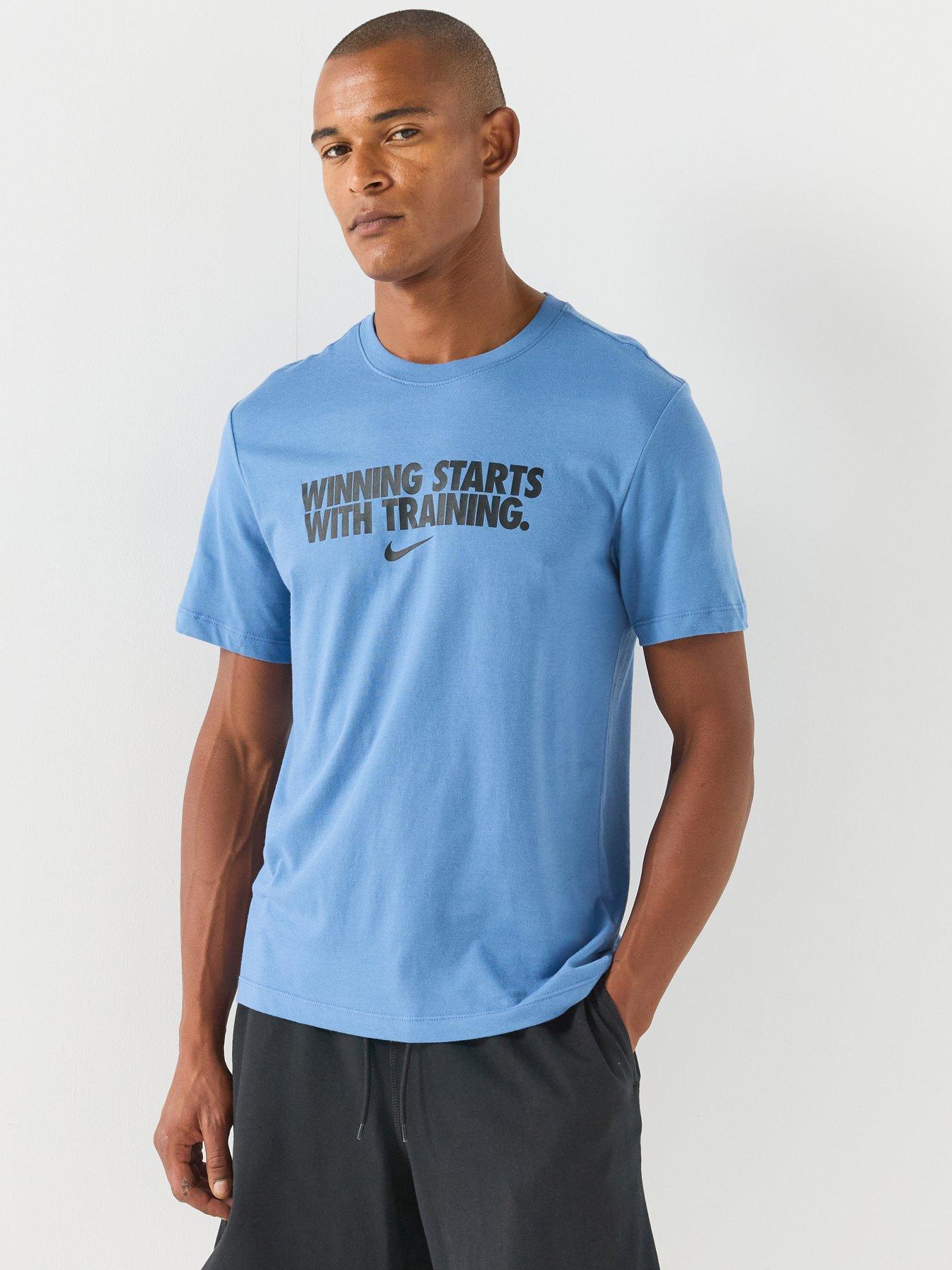 Nike Mens Training Dri-Fit Poly T-Shirt, Indigo Storm/Black, Size L, Men