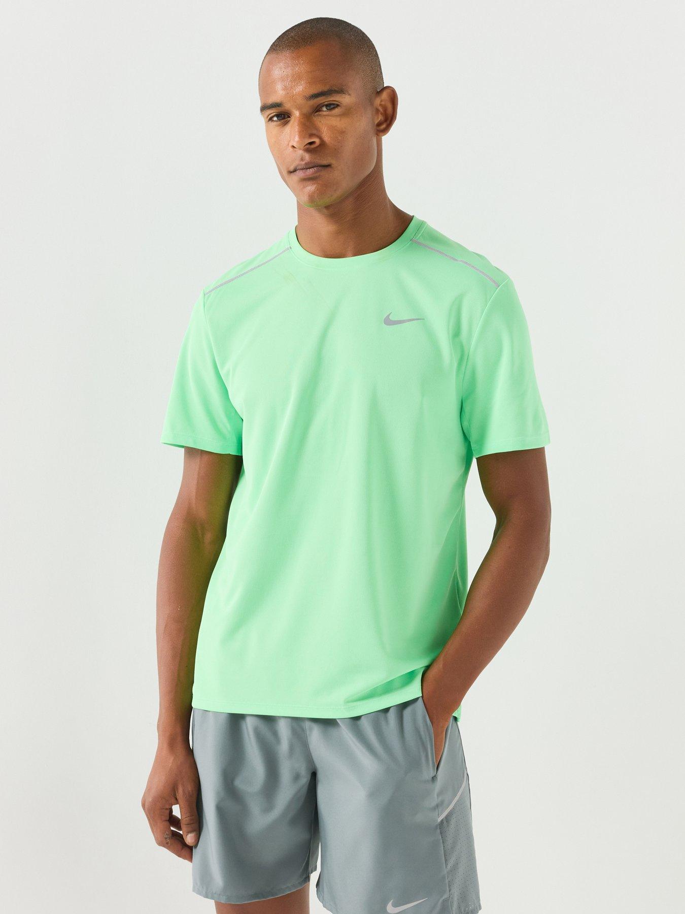 Nike Men's Miler Dri-FIT Short Sleeve Running Top - Illusion Green / Cucumber Calm