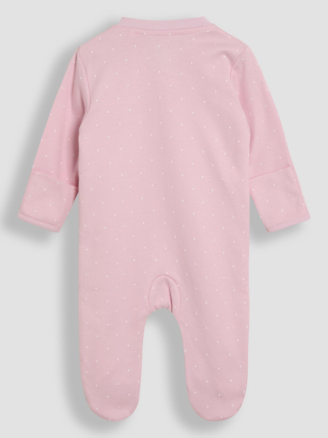 Image 3 of 4 of JoJo Maman Bebe Baby Girls Duck Applique Sleepsuit - Pink